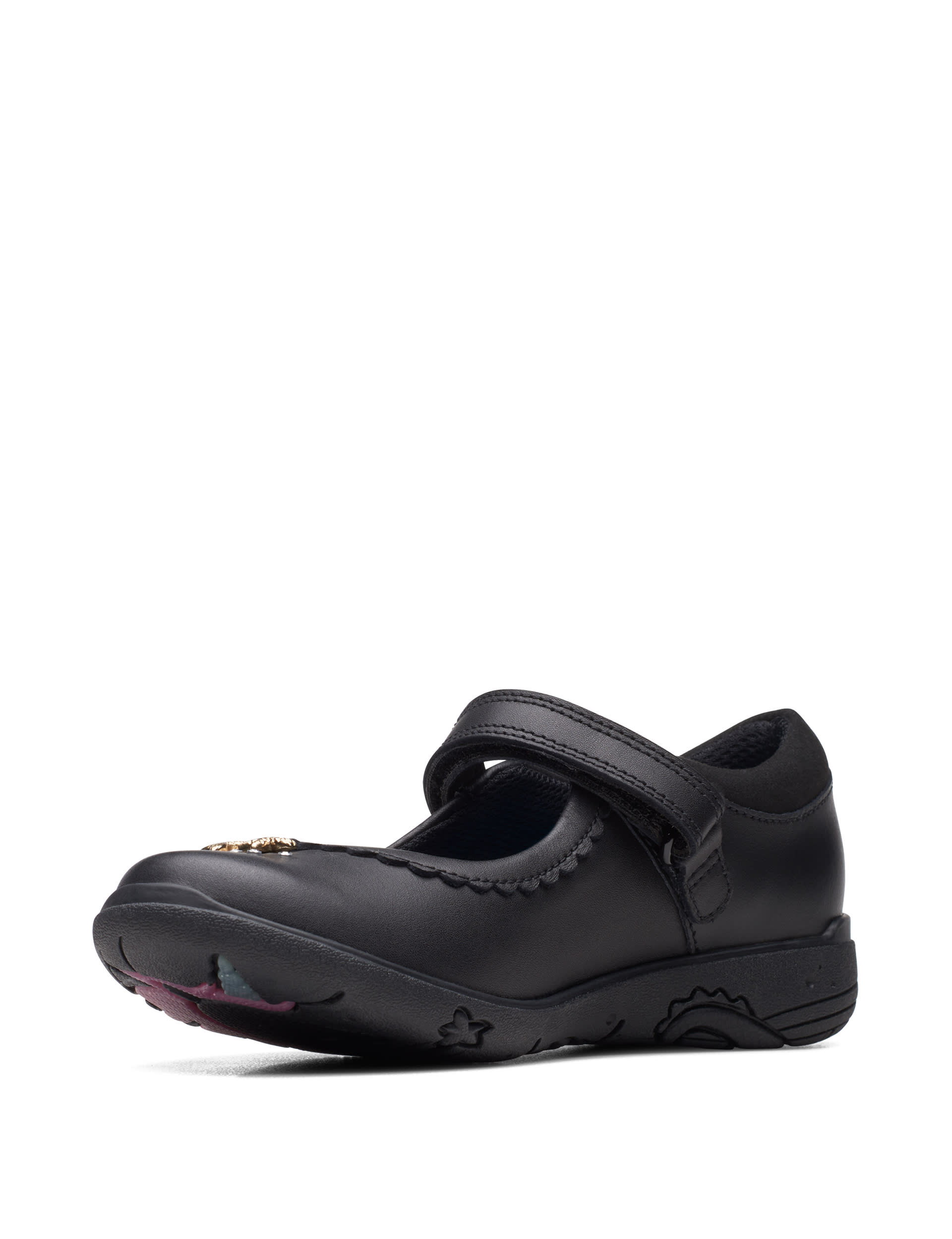 Clarks Kids Leather Riptape Mary Jane Shoes (7 Small - 2 Large) - 7 SG - Black, Black