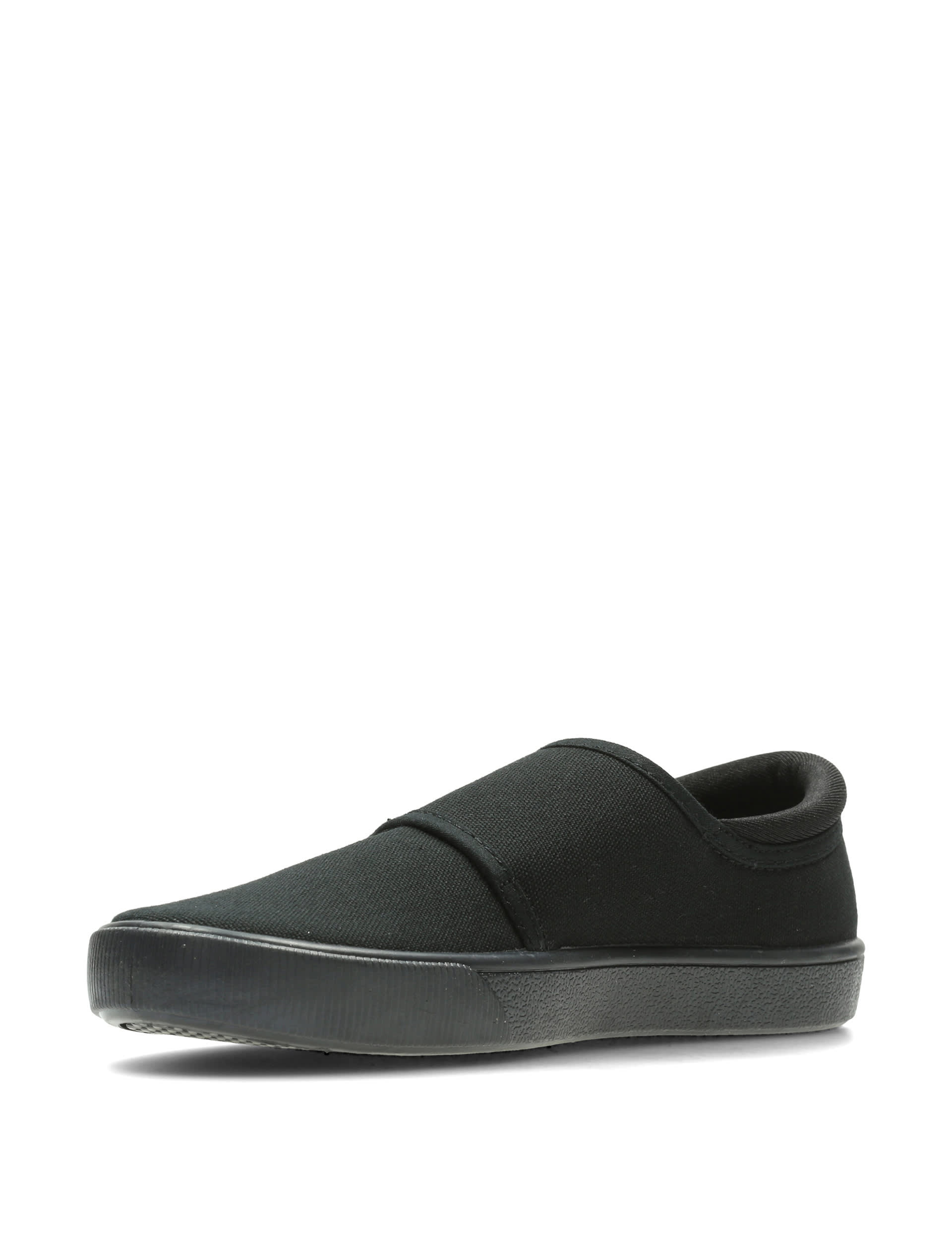 Clarks Kids Canvas Riptape Plimsolls (7 Small - 5 Large) - 4F - Black, Black