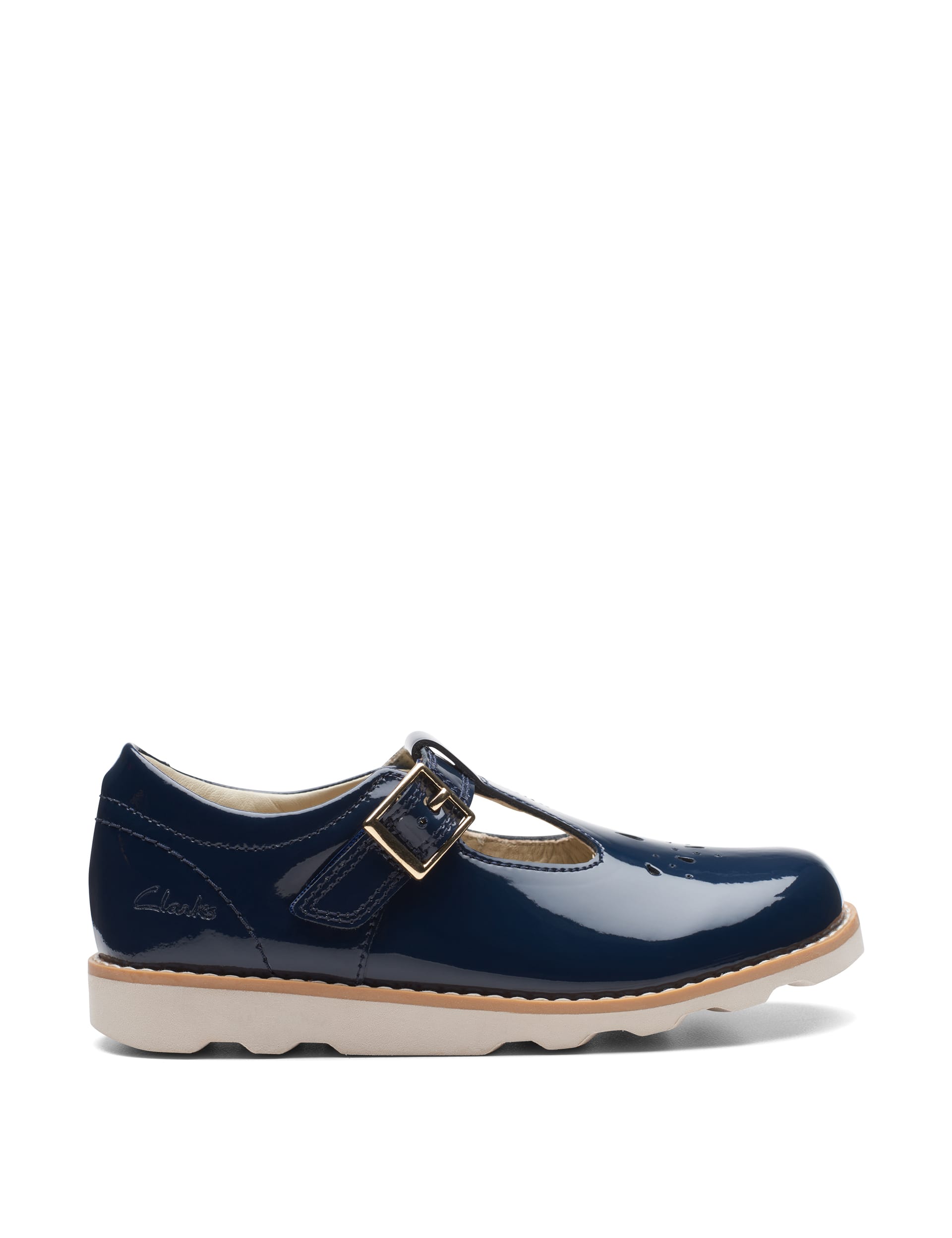 Clarks Kids Patent Leather Riptape T-Bar Shoes (7 Small - 2 Large) - 11.5SG - Navy, Navy