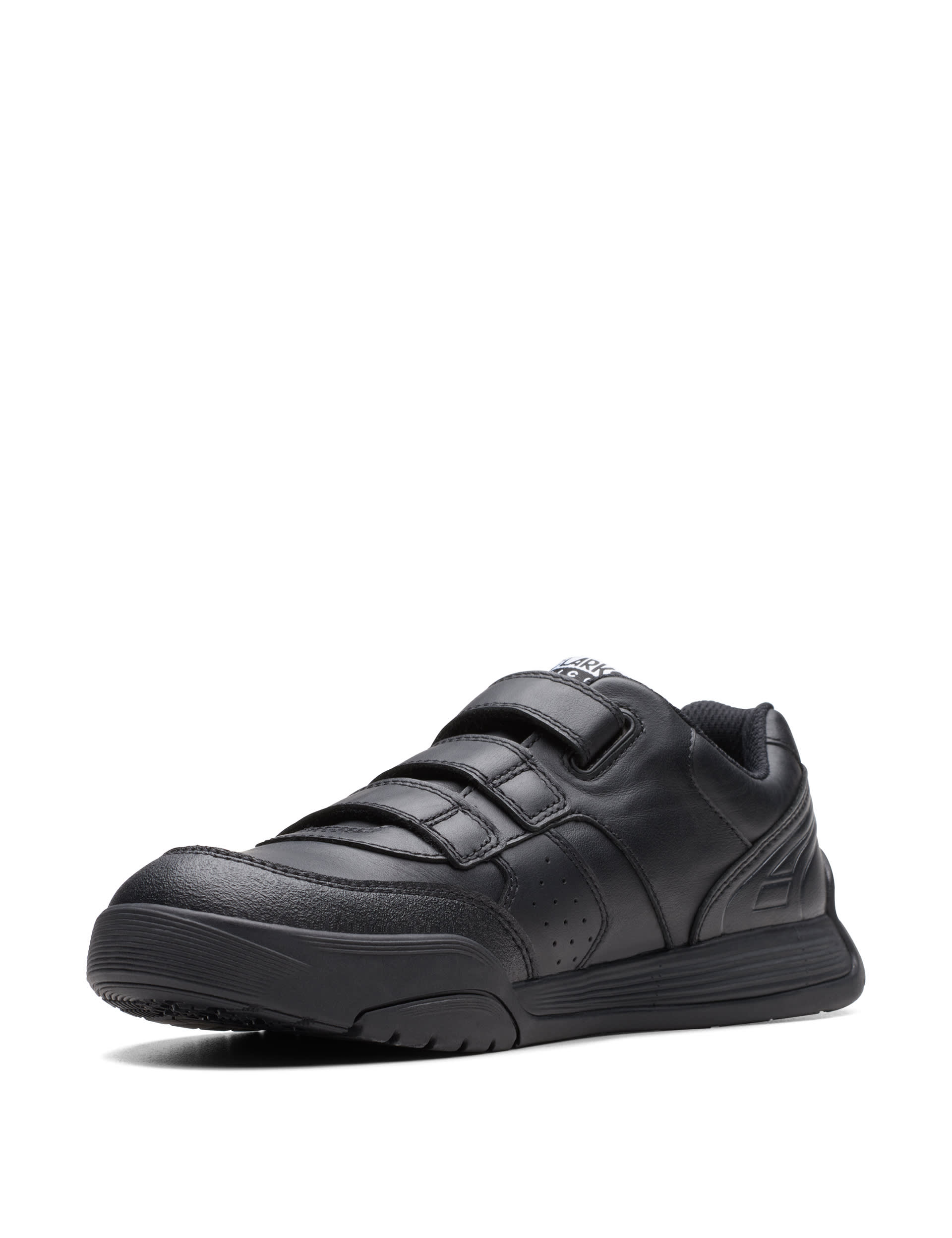 Clarks Kids Leather Riptape Trainers (3 Small - 8 Small) - 5.5 SG - Black, Black