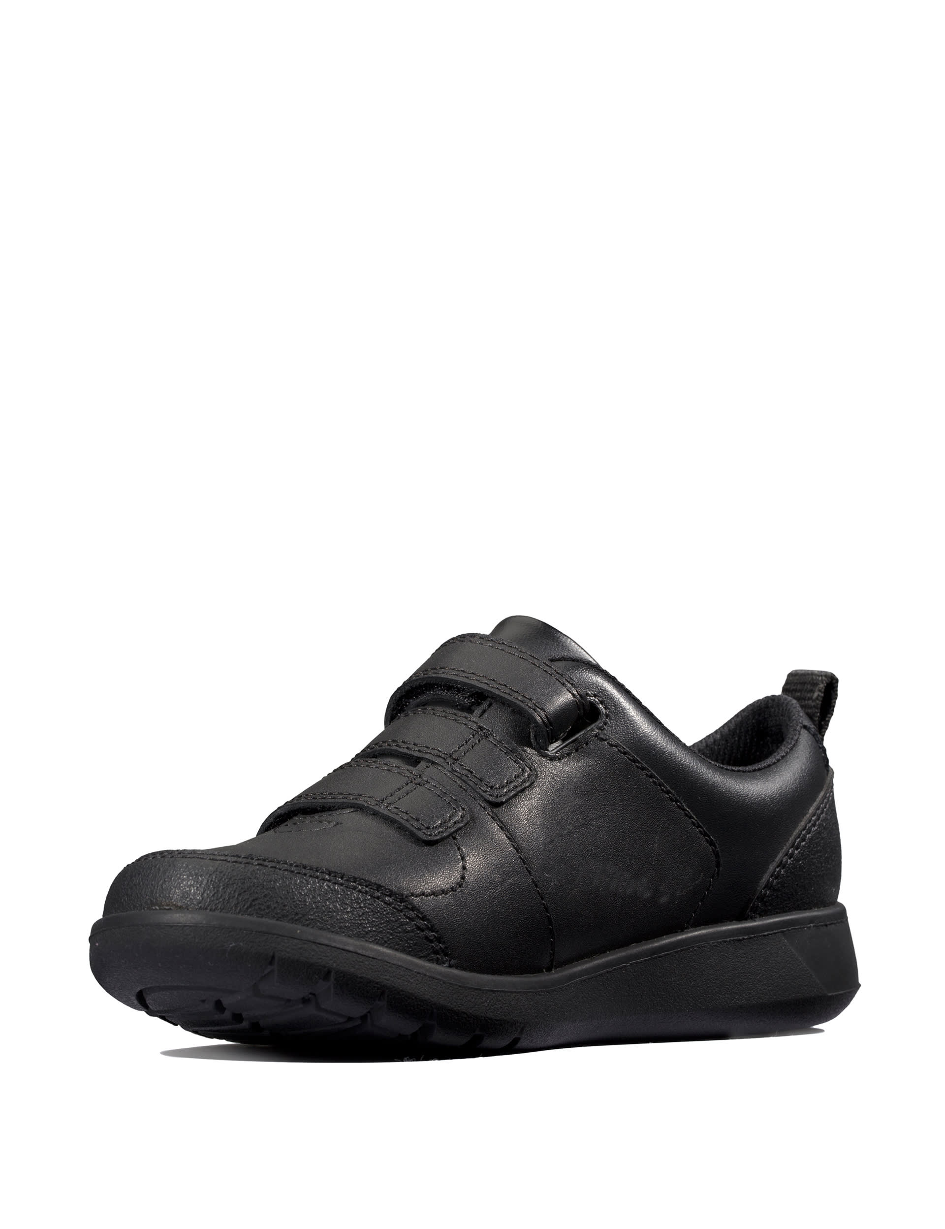 Clarks Kids Leather Riptape School Shoes (3 Small - 9 Small) - 5.5 SG - Black, Black