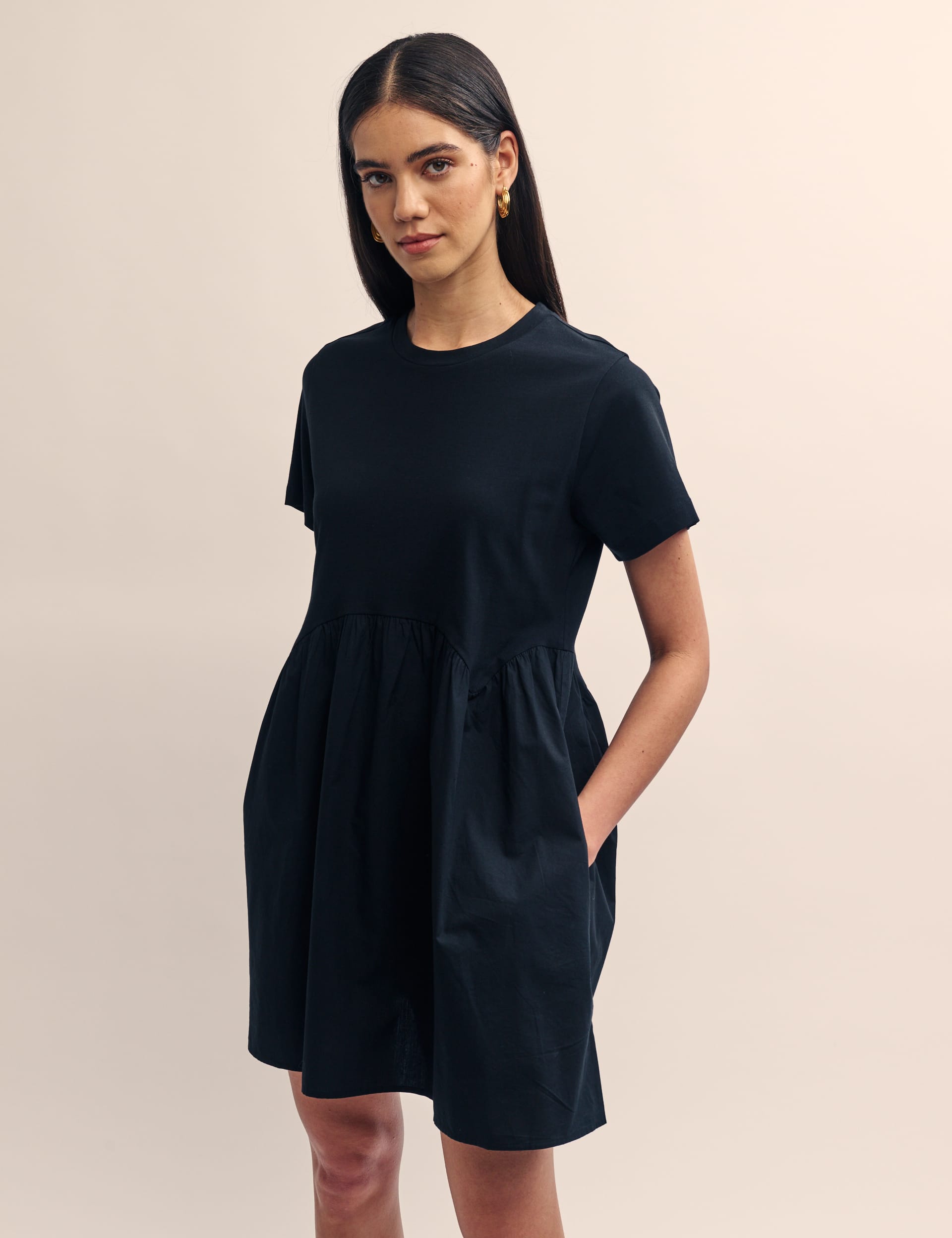 Nobody'S Child Women's Pure Cotton Mini T-Shirt Dress - 12 - Black, Black