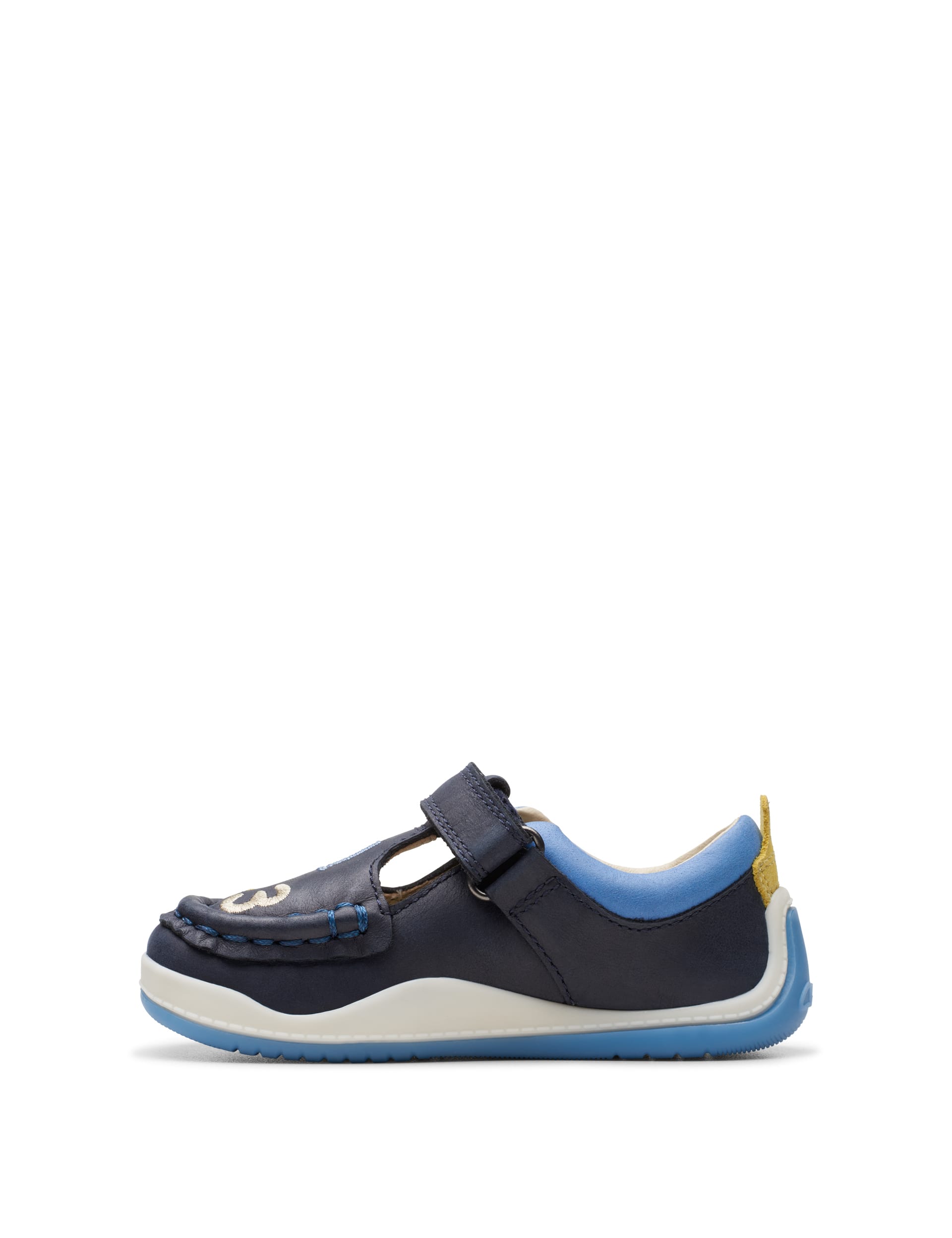 Clarks Boys Leather Colour Block T Bar Shoes (3 Small - 6 Small) - 3 SG - Navy, Navy