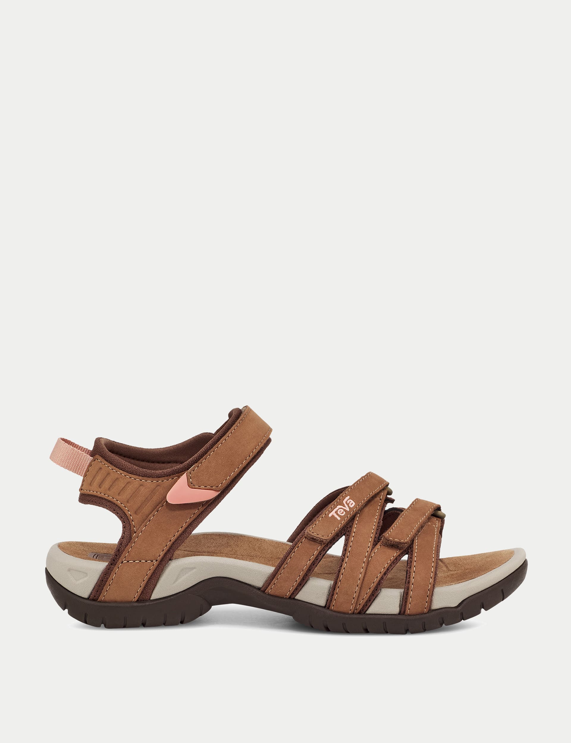 Teva Women's Tirra Leather Ankle Strap Flat Sandals - 5 - Tan, Tan