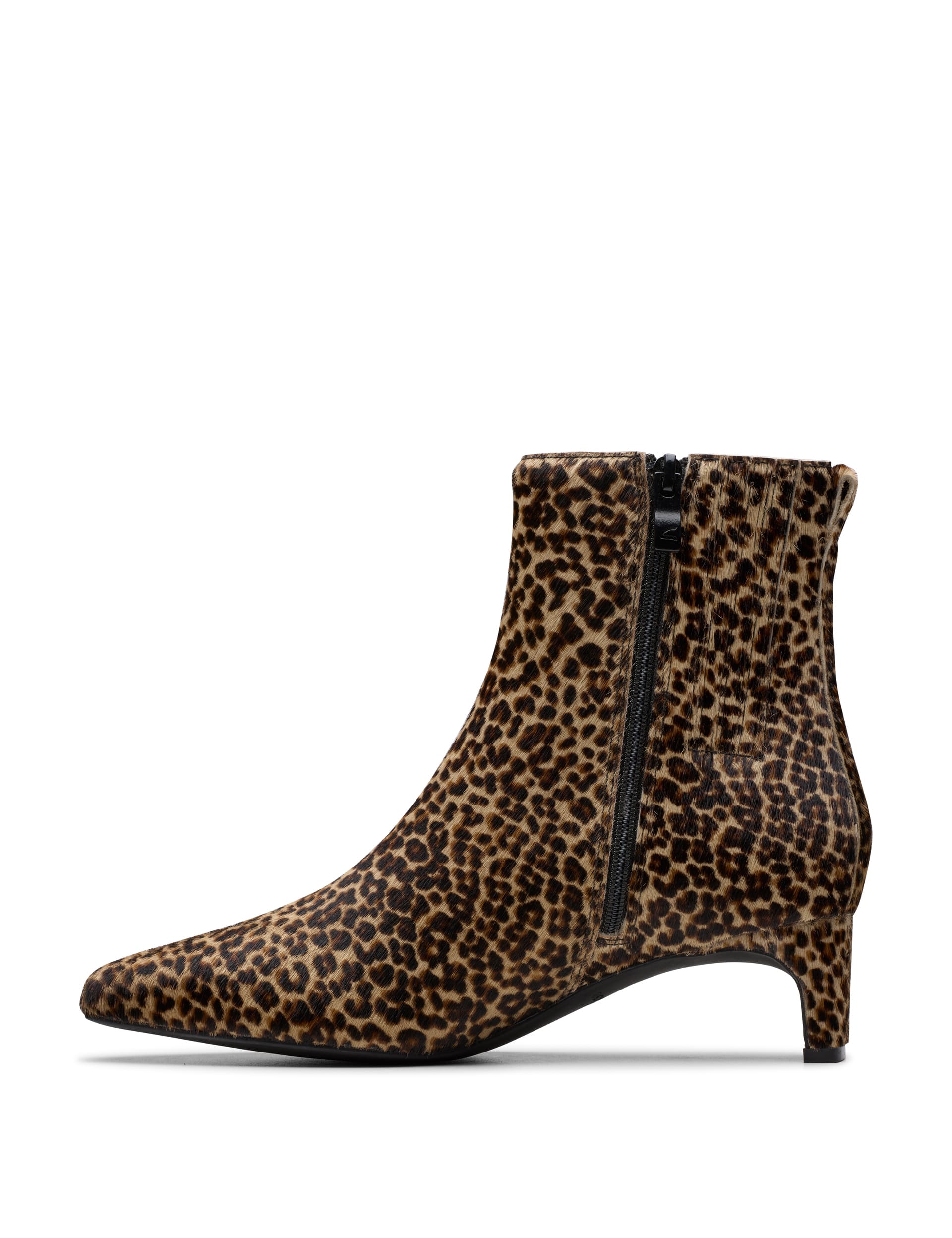 Clarks Women's Animal Print Kitten Heel Ankle Boots - 3 - Brown Mix, Brown Mix