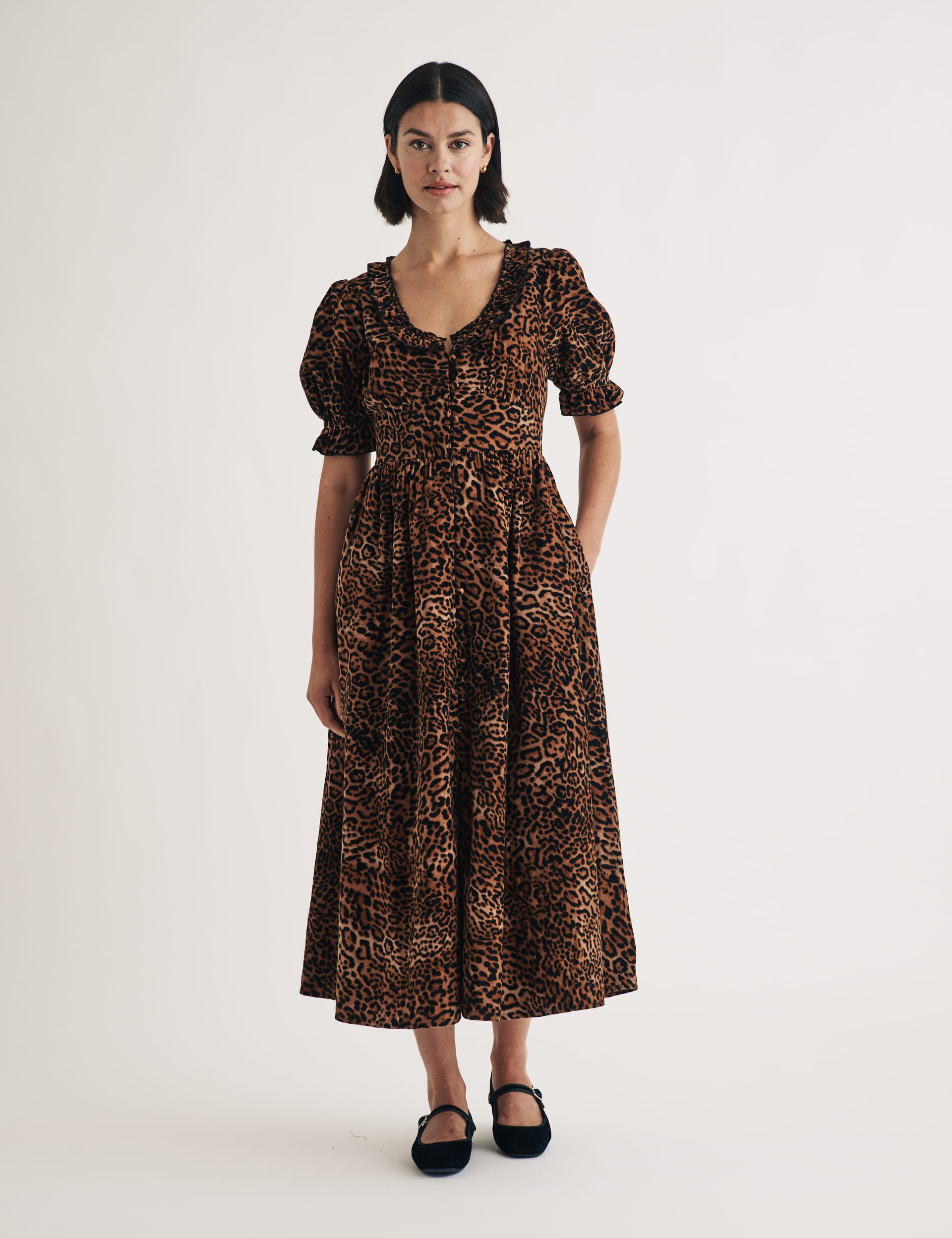 Nobody'S Child Women's Cord Animal Print Scoop Neck Dress - 14 - Brown Mix, Brown Mix