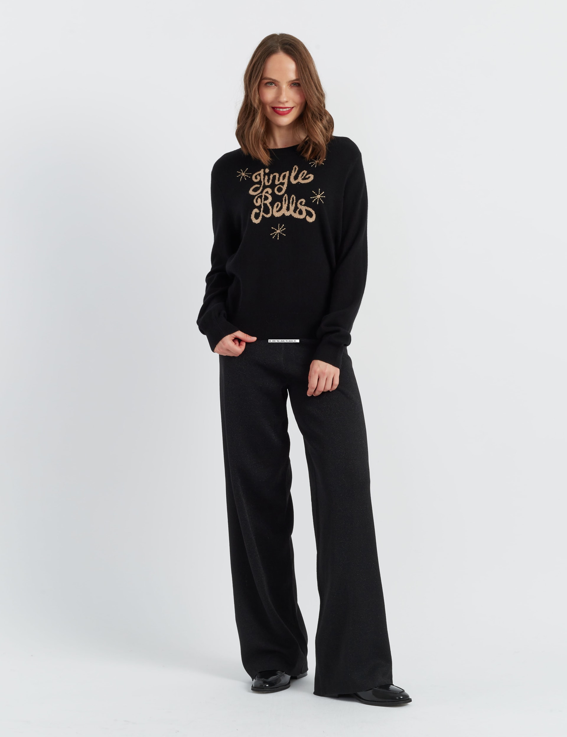 Chinti & Parker Women's Wool Rich With Cashmere Jingle Bells Slogan Jumper - XS - Black, Black