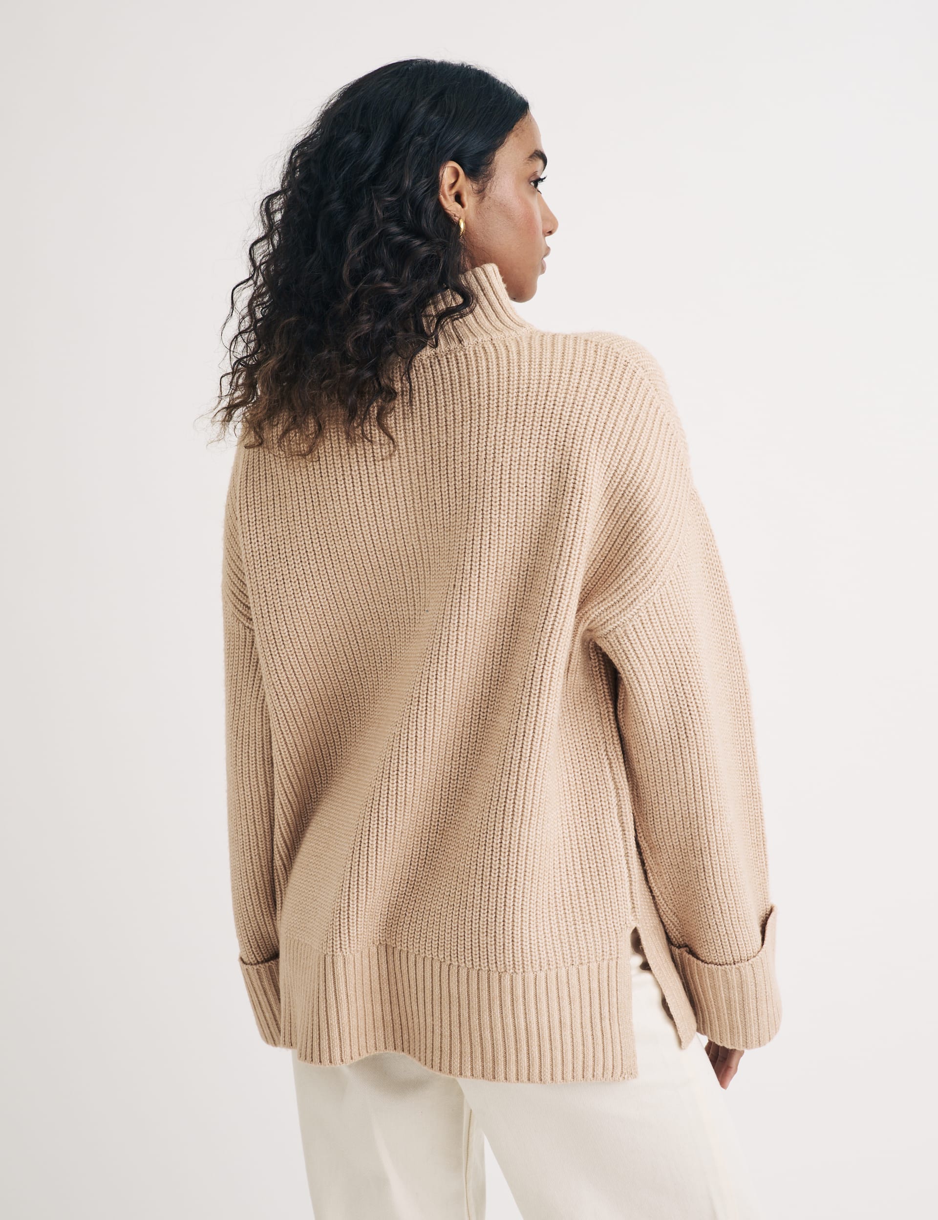 Nobody'S Child Women's Ribbed Half-Zip Jumper - Beige, Beige