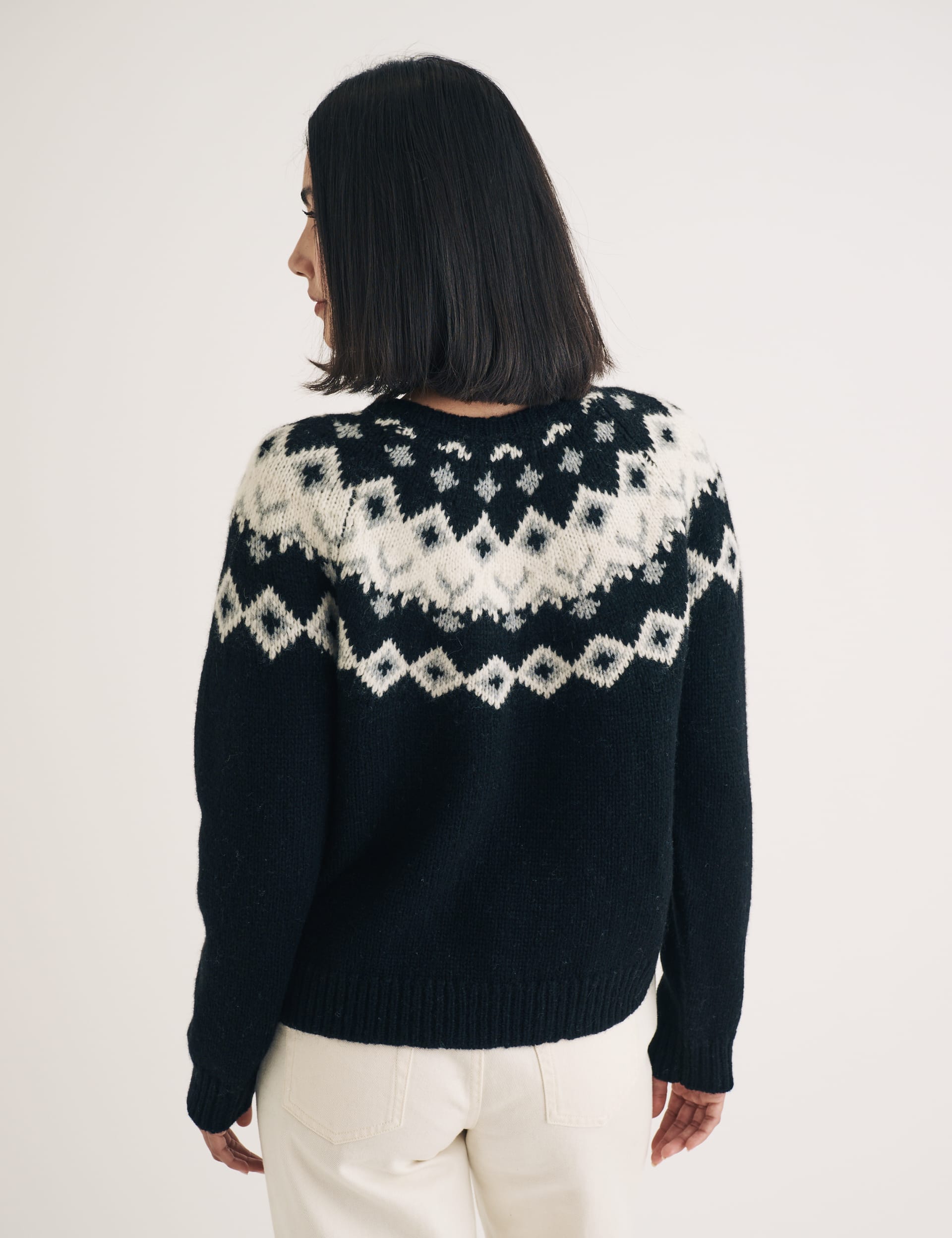 Nobody'S Child Women's Wool Rich Fair Isle Jumper - Black Mix, Black Mix