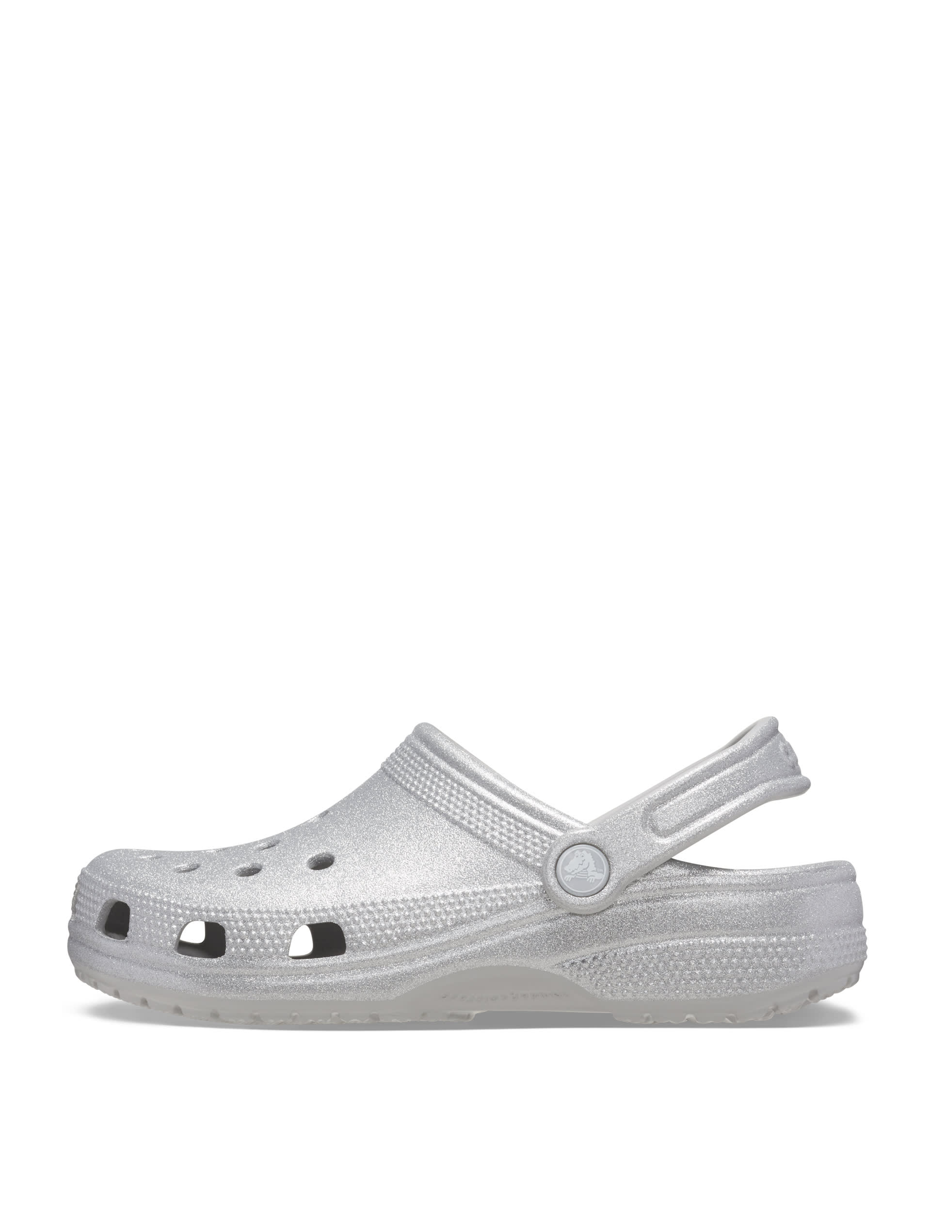 Crocs Women's Glitter Flat Clogs - 6 - Silver, Silver,Light Pink