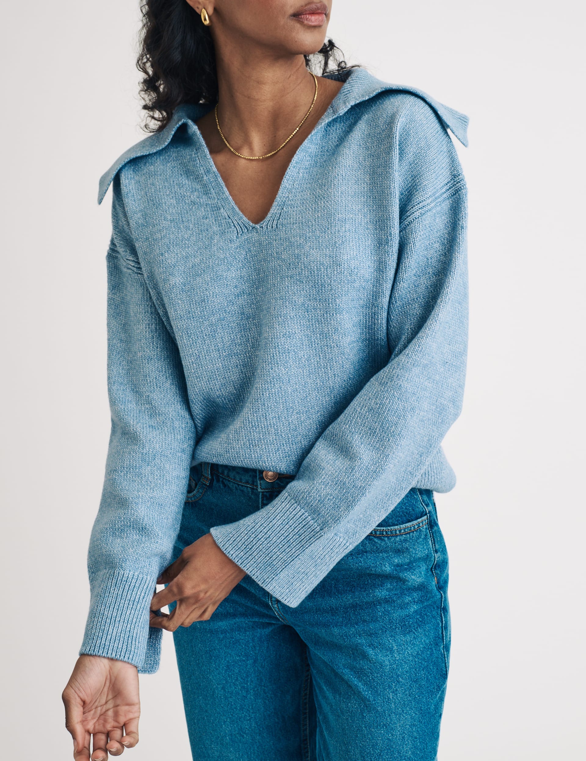 Nobody'S Child Women's Collared Jumper - Blue, Blue