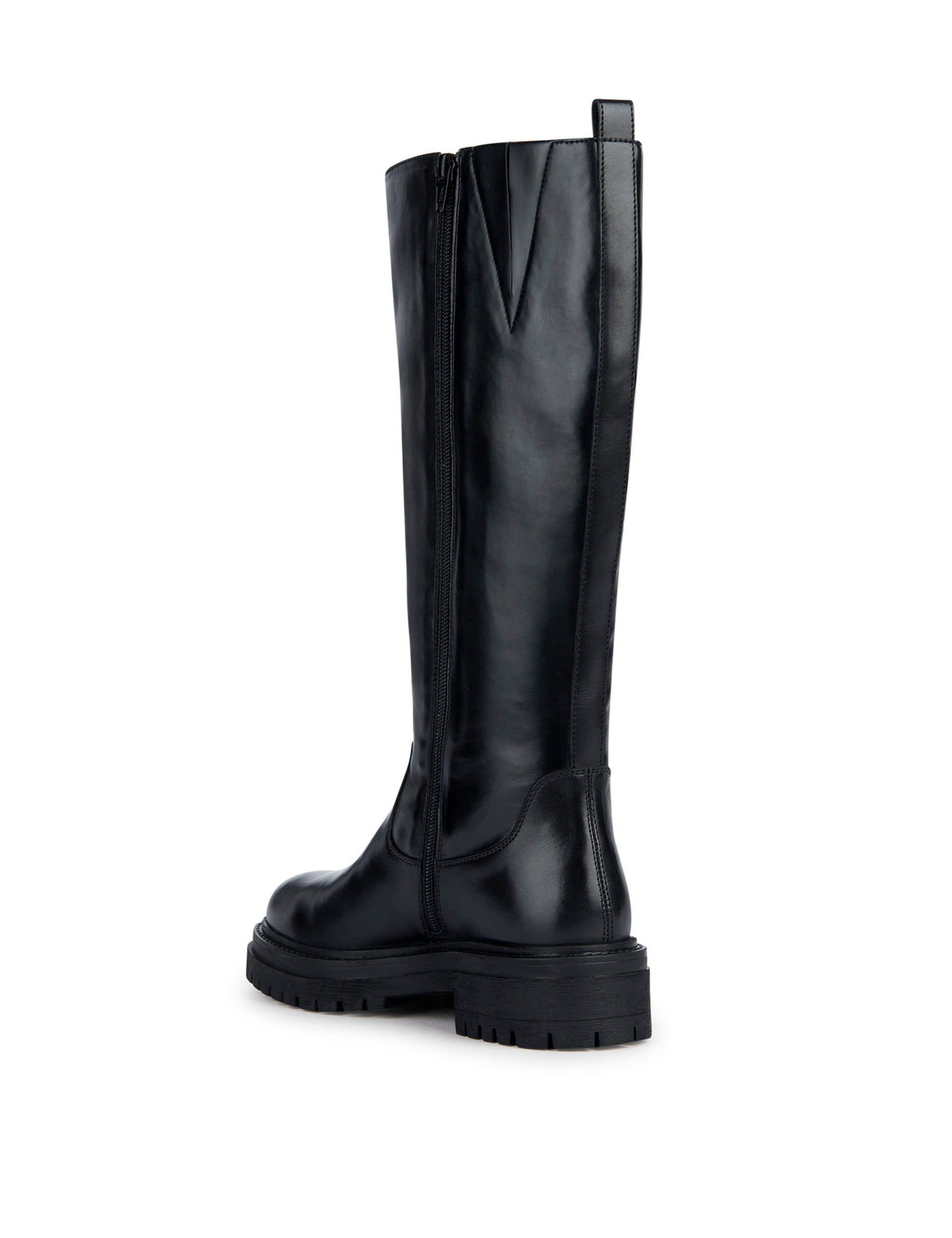 Geox Women's Leather Block Heel Knee High Boots - 6 - Black, Black