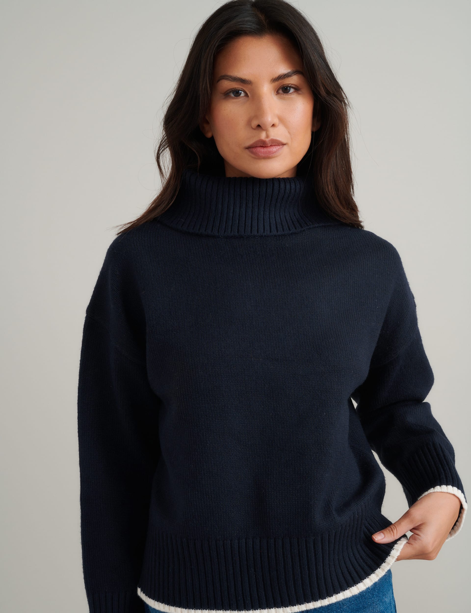 Nobody'S Child Women's Roll Neck Relaxed Jumper - Blue, Blue