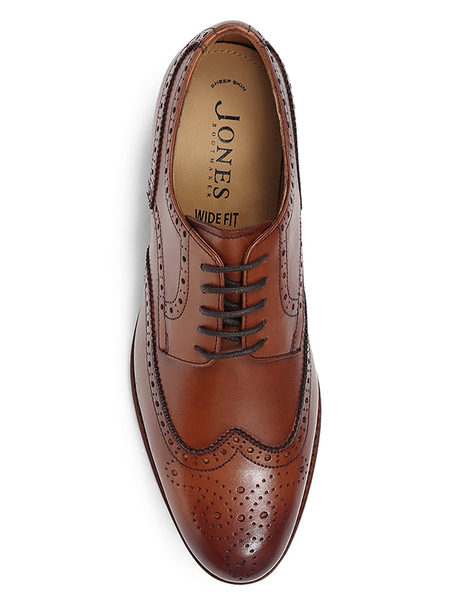 Jones Bootmaker Men's Wide Fit Leather Brogues - 8 - Chestnut, Chestnut