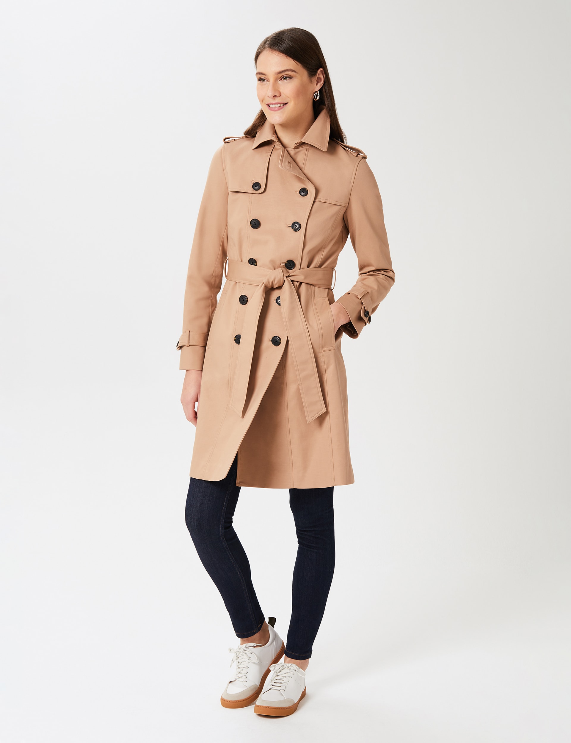 Hobbs Women's Saskia Water Resistant Belted Trench Coat - 8, Tan