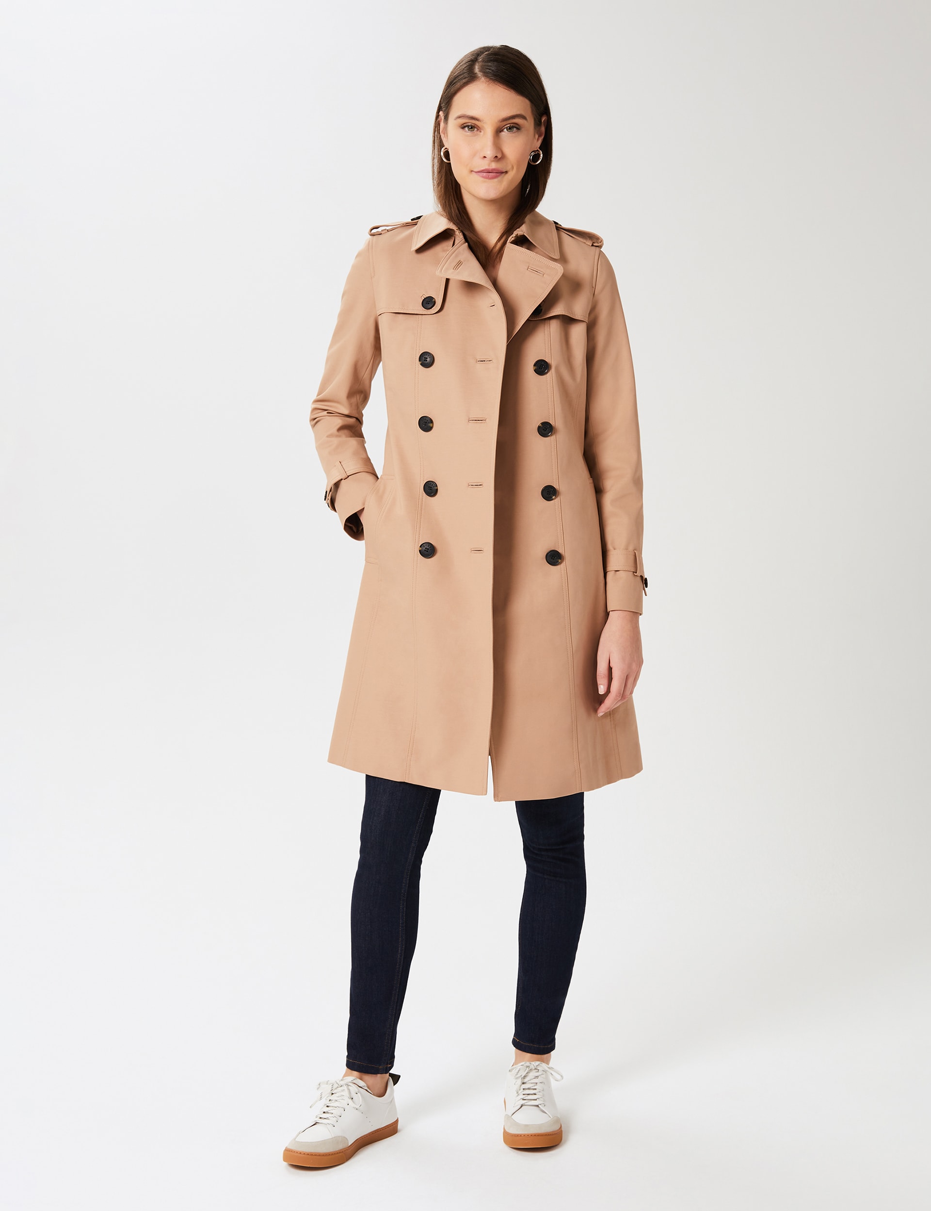 Hobbs Women's Saskia Water Resistant Belted Trench Coat - 8, Tan