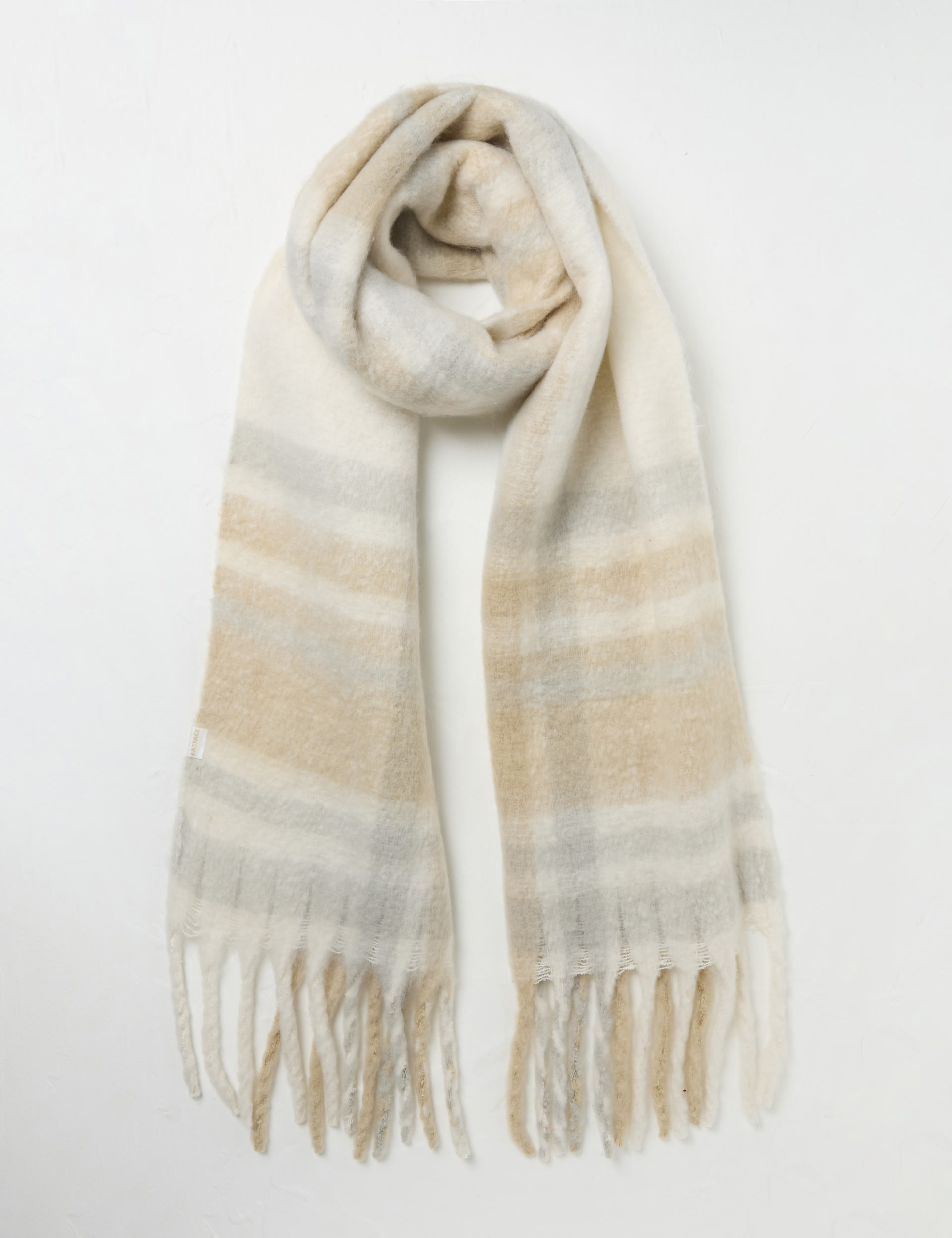 Fatface Women's Checked Scarf - Ivory Mix, Ivory Mix