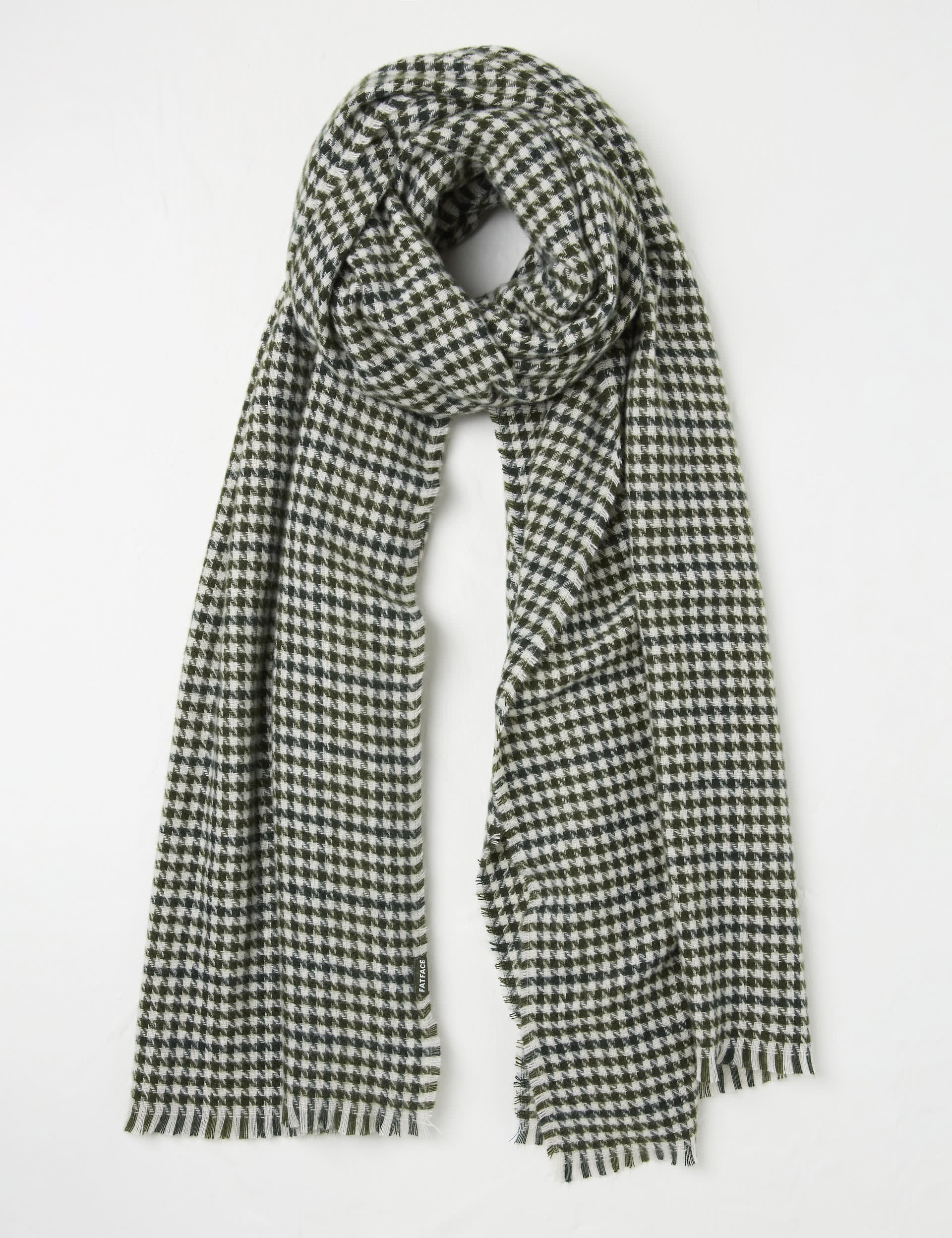 Fatface Women's Houndstooth Check Scarf - Green Mix, Green Mix