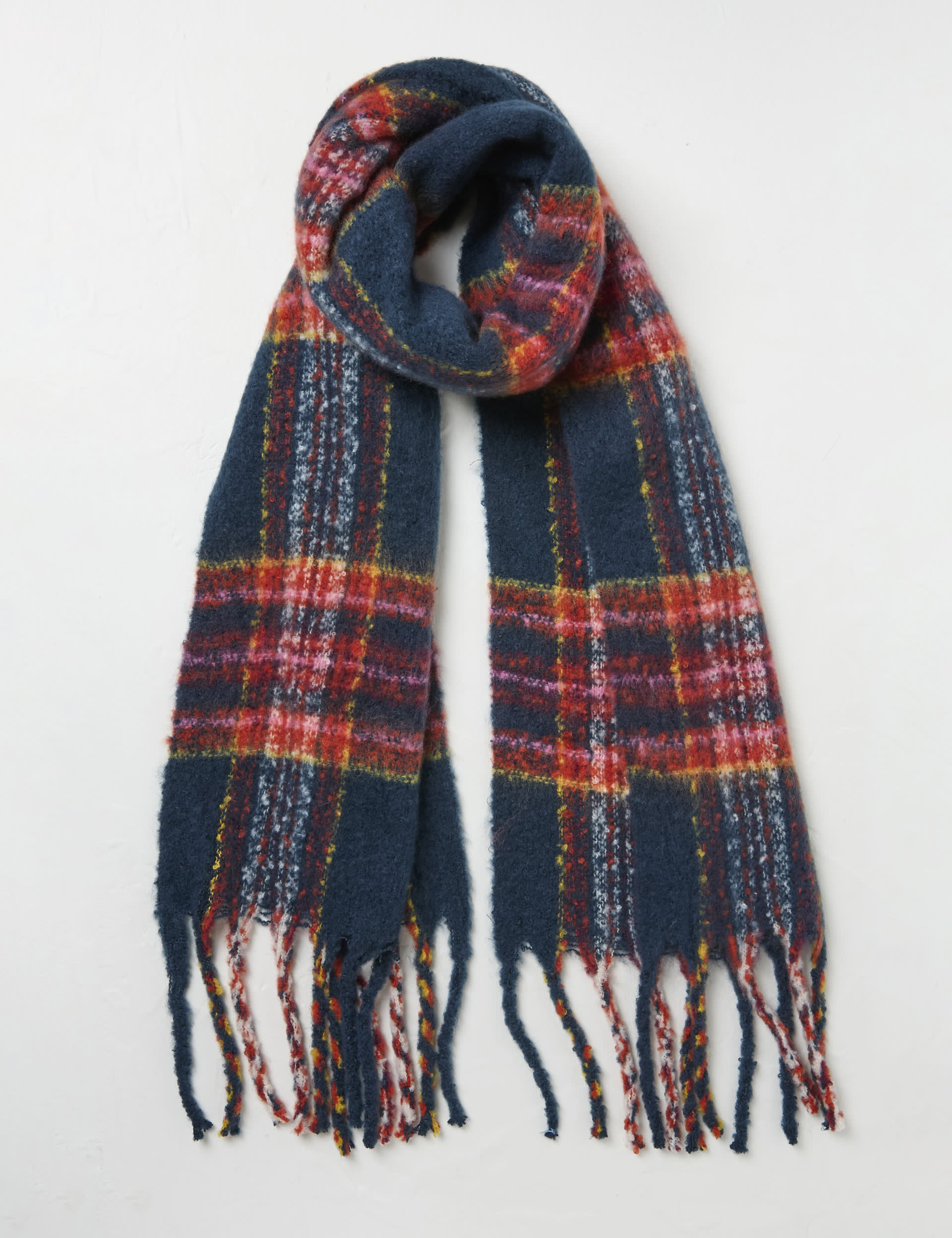 Fatface Women's Checked Scarf - Navy Mix, Navy Mix