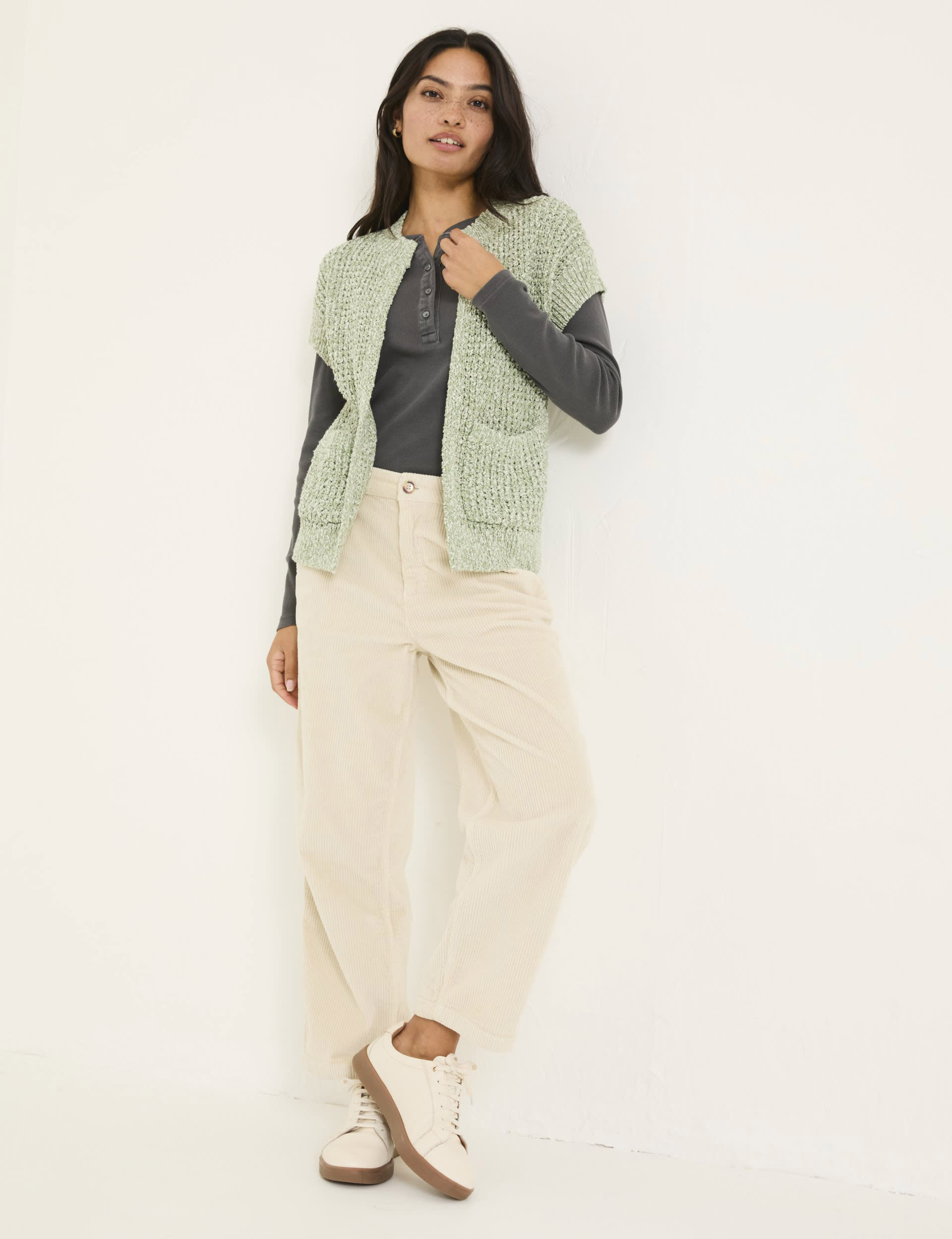 Fatface Women's Cotton Rich Edge to Edge Cardigan - L - Green, Green