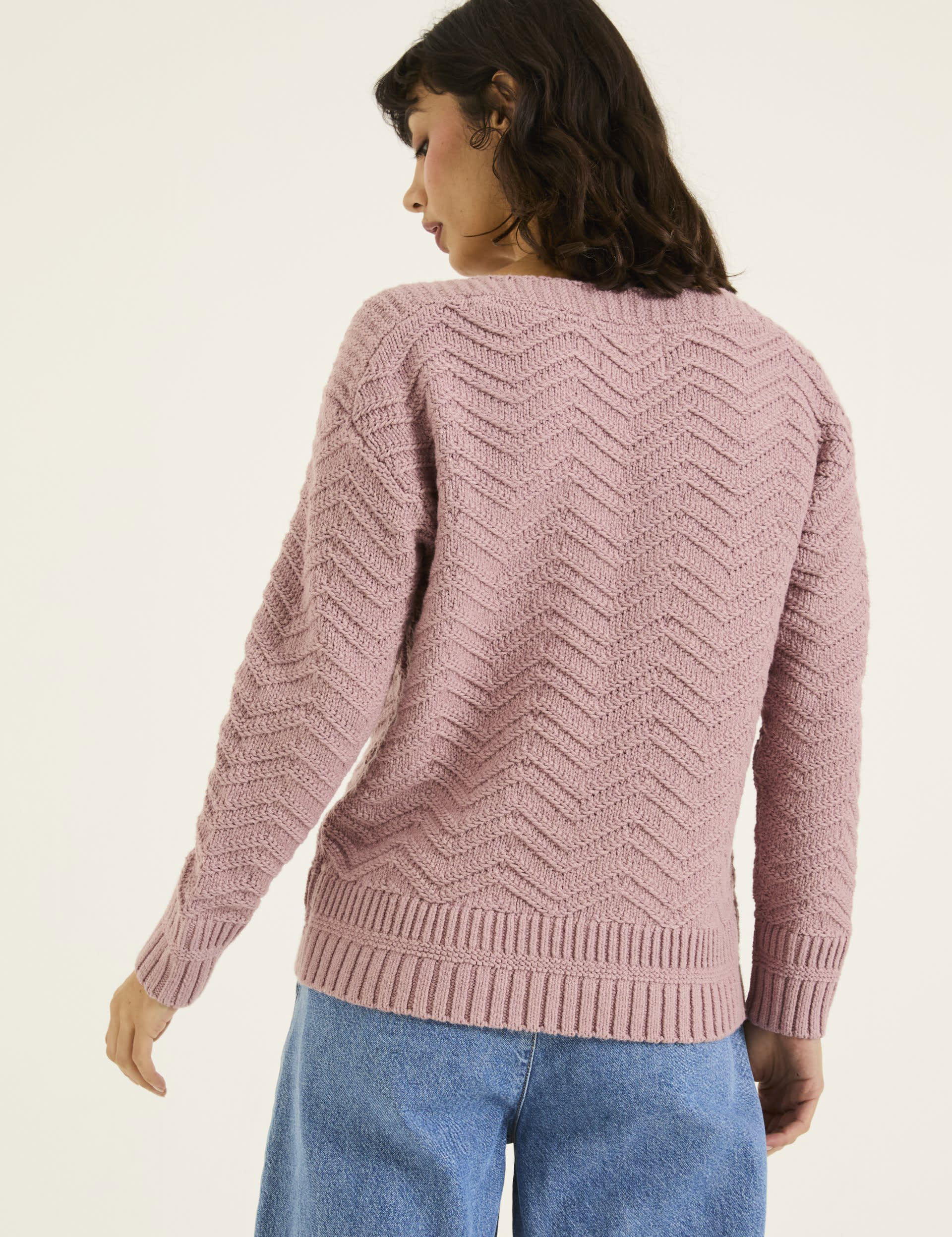 Fatface Women's Cotton Blend Textured Jumper - 24 - Pink, Pink