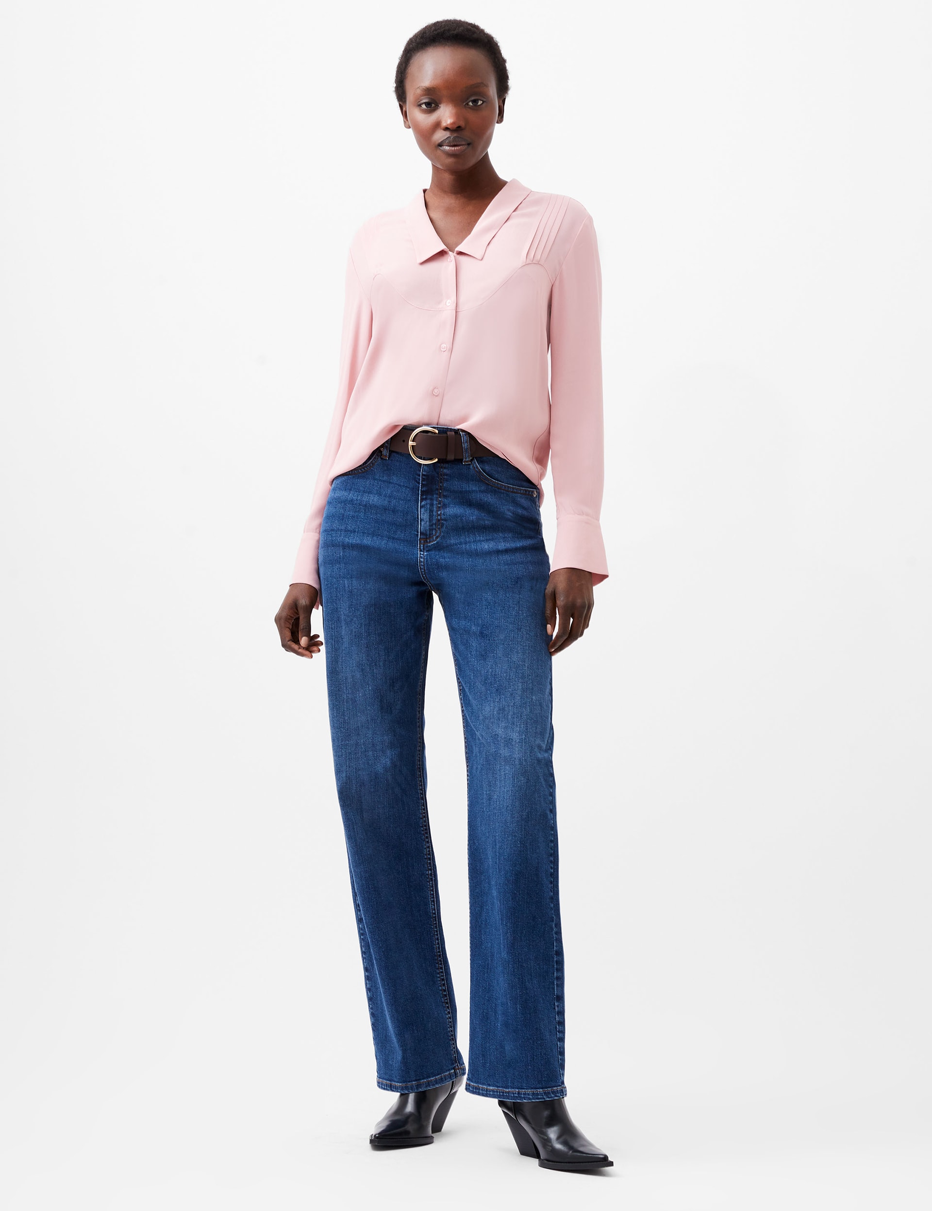 French Connection Women's Crepe Collared Pintuck Shirt - XS - Pink, Pink