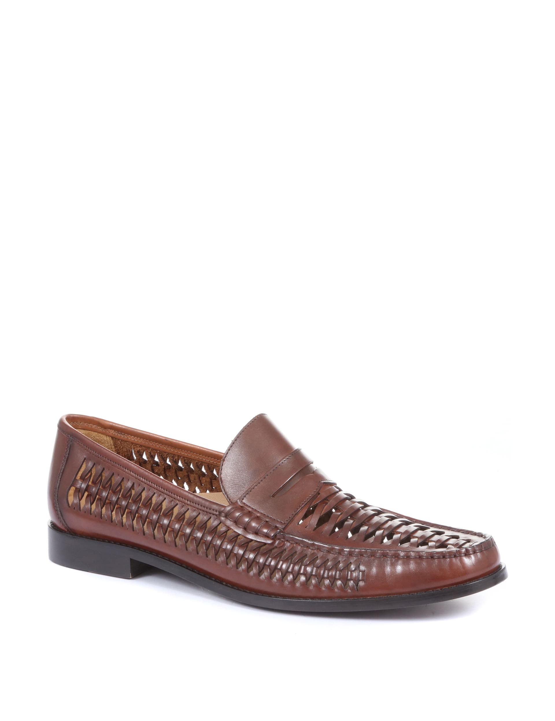 Jones Bootmaker Men's Leather Slip-On Loafers - 12 - Cognac, Cognac