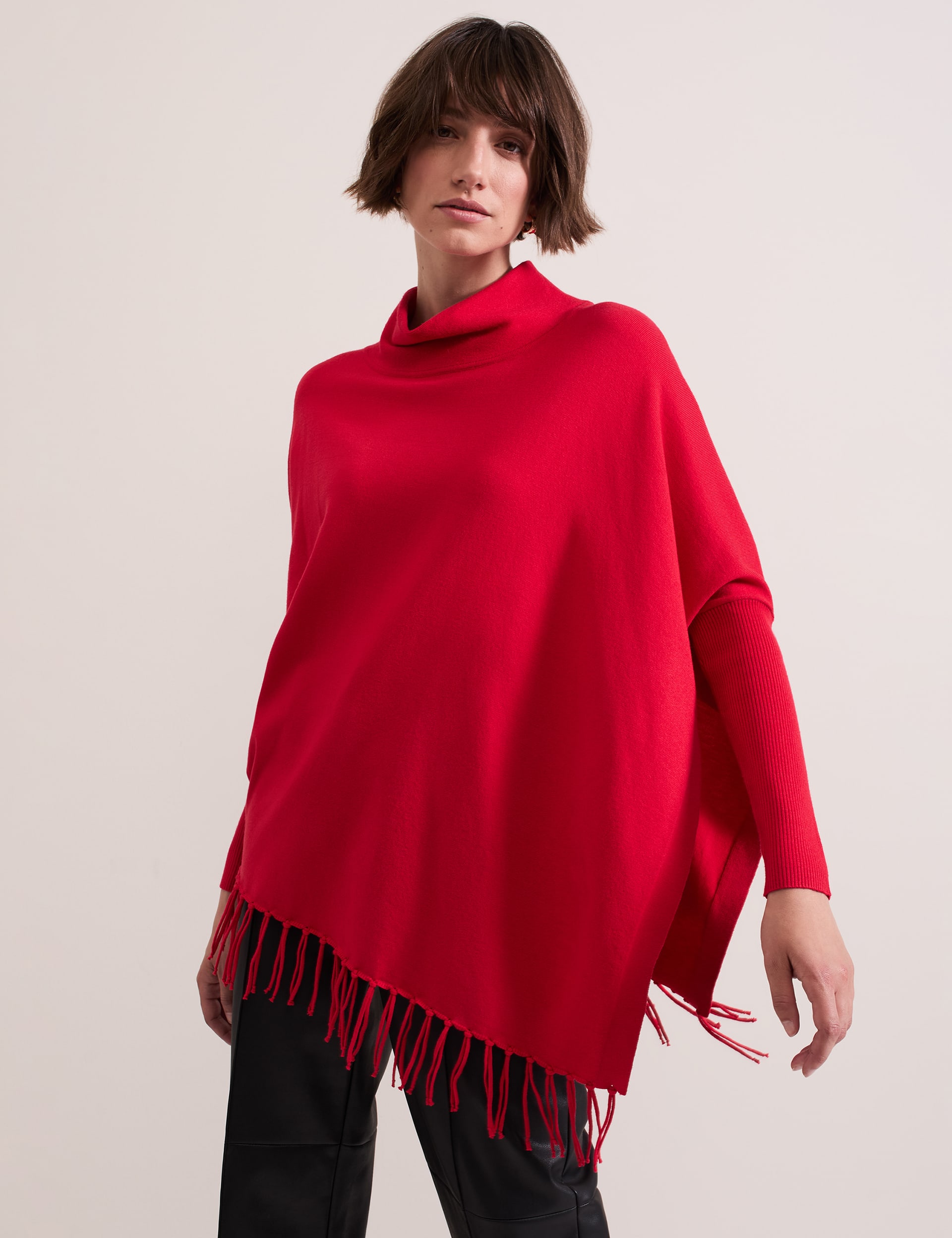 Phase Eight Women's Cowl Neck Tassel Trim Jumper - Red, Red