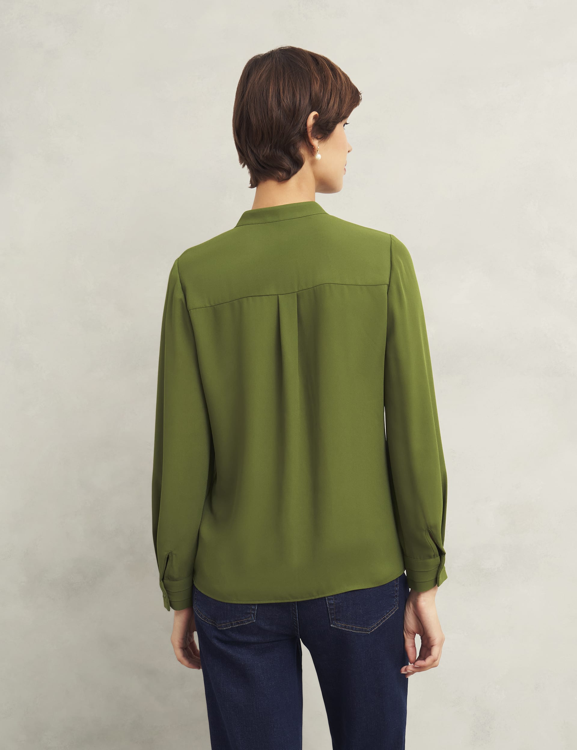 Hobbs Women's Pleated Round Neck Blouse - 12 - Green, Green