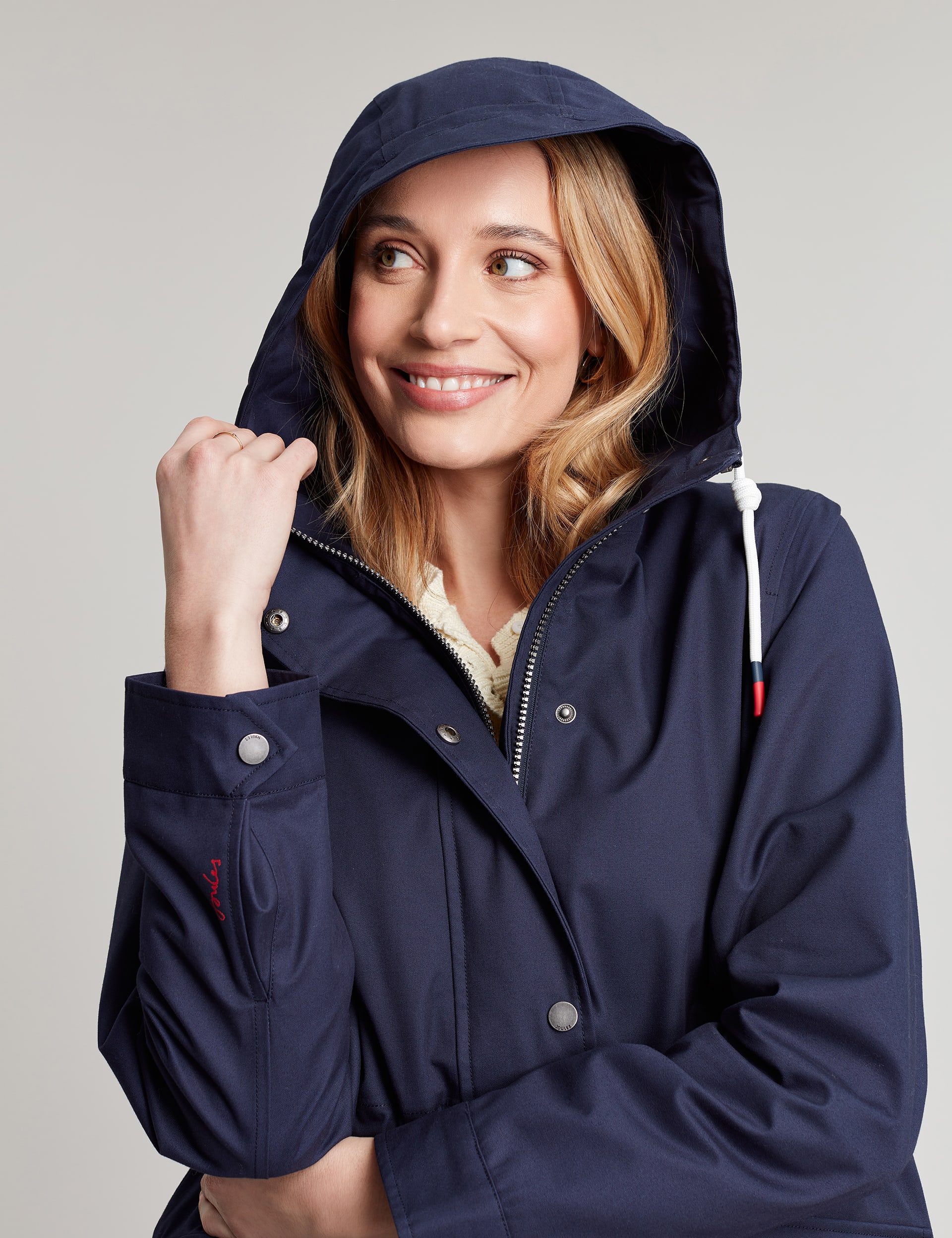 Joules Women's Pure Cotton Hooded Waisted Raincoat - 18 - Navy, Navy