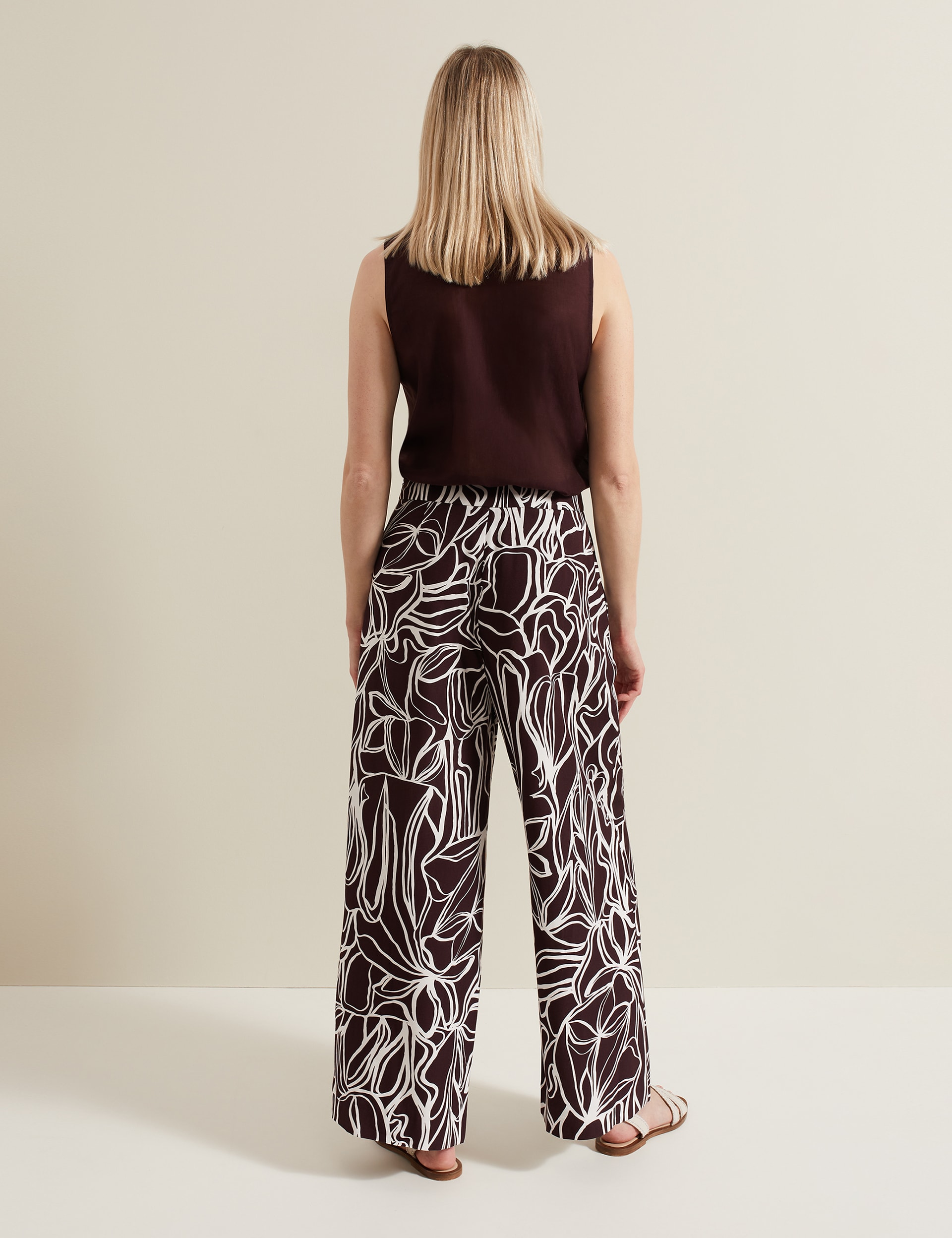 Phase Eight Women's Printed Wide Leg Culottes - 10 - Burgundy Mix, Burgundy Mix