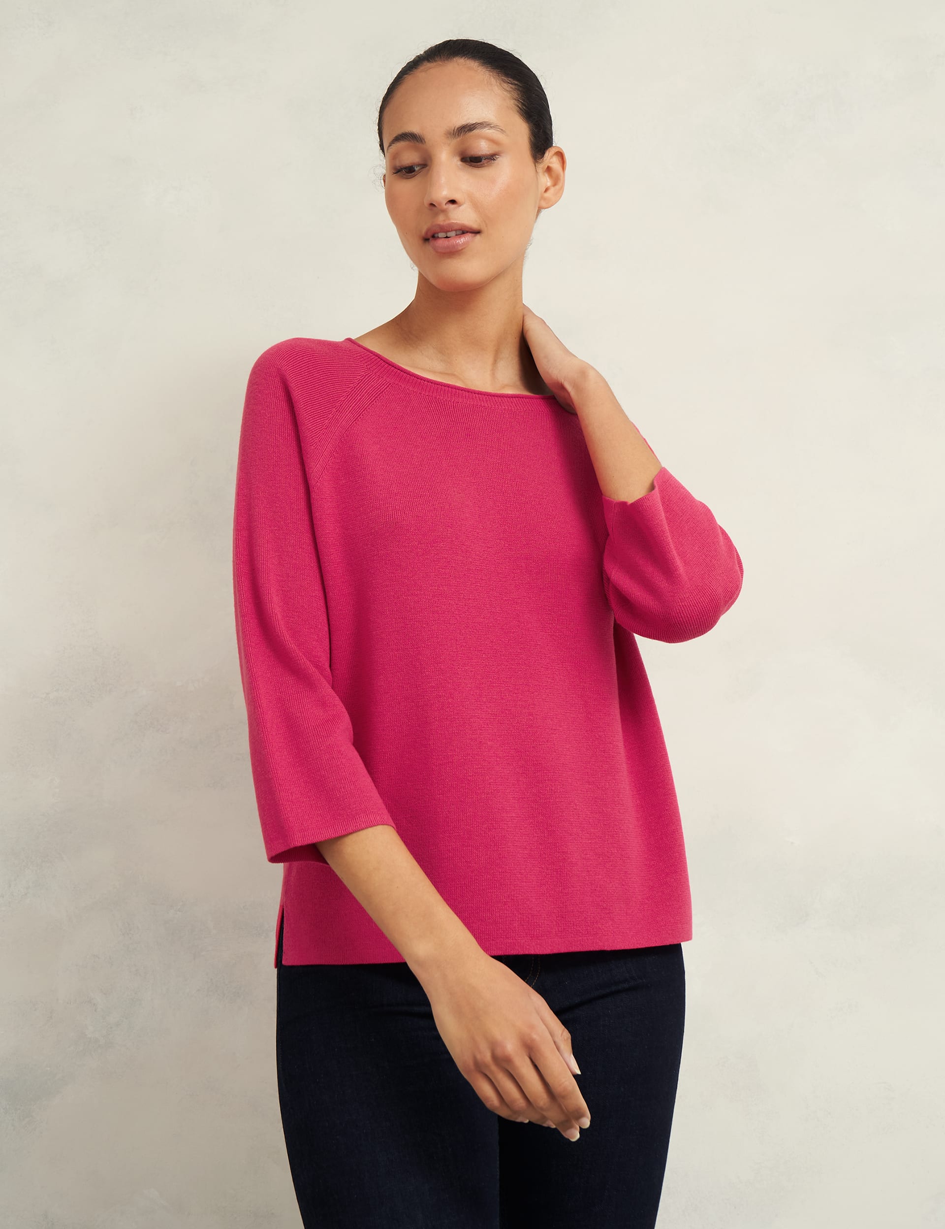 Hobbs Women's Crew Neck Jumper with Wool - S - Pink, Pink