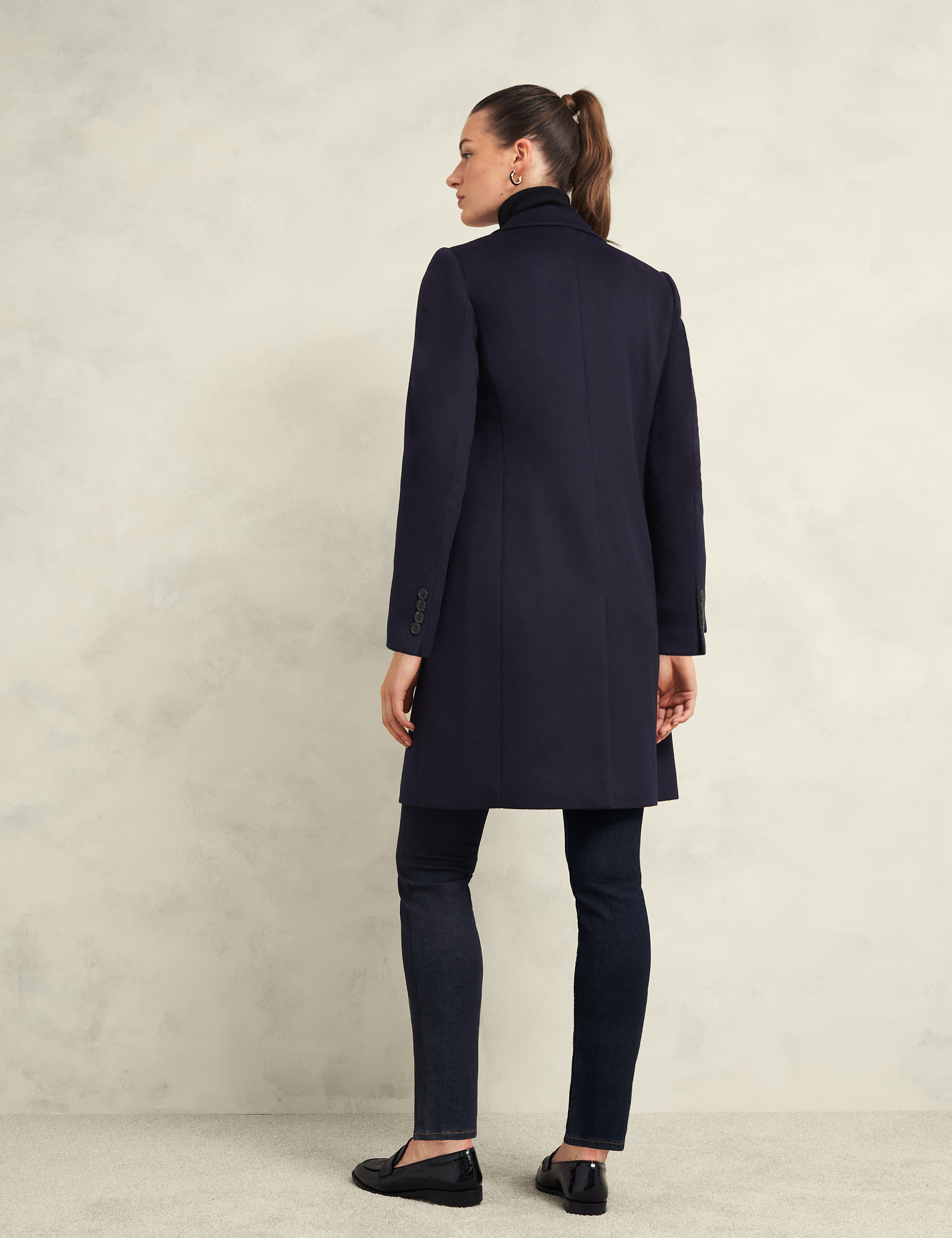 Hobbs Women's Pure Wool Longline Trench Style Coat - 6 - Navy, Navy