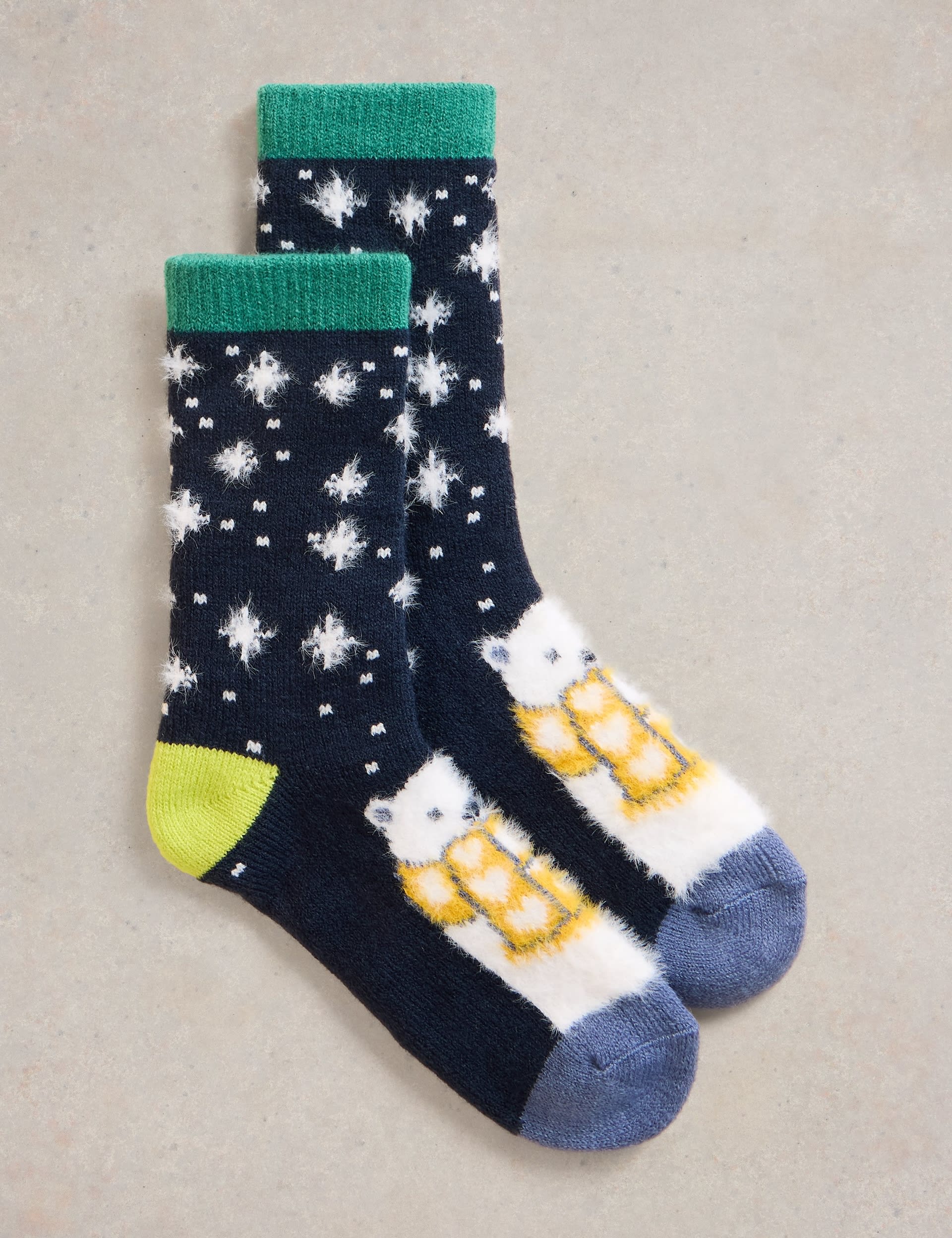 White Stuff Women's Cosy Polar Bear Ankle High Socks - Navy Mix, Navy Mix