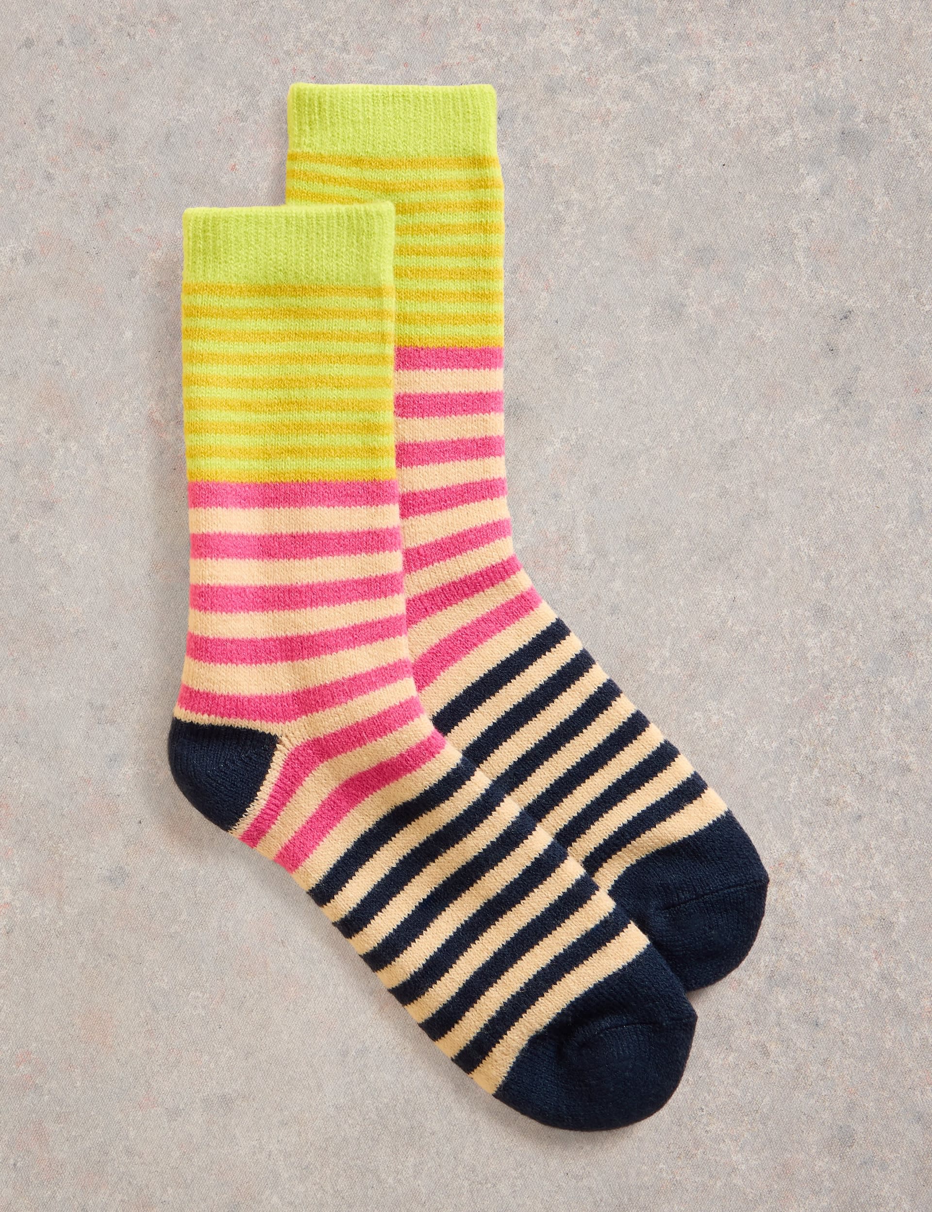 White Stuff Women's Striped Ankle High Socks - Yellow Mix, Yellow Mix