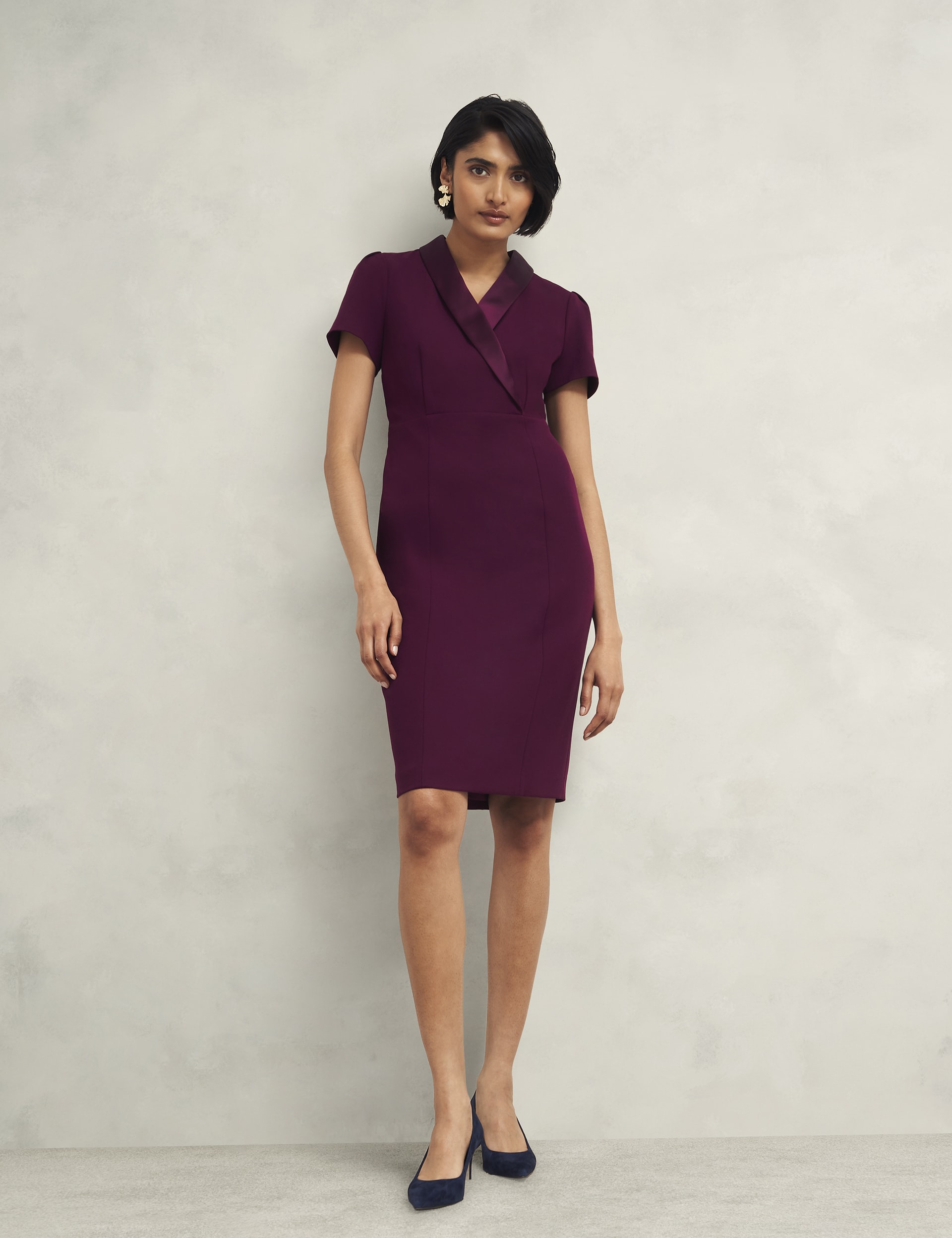 Hobbs Women's V-Neck Knee Length Shift Dress - 6REG - Purple, Purple