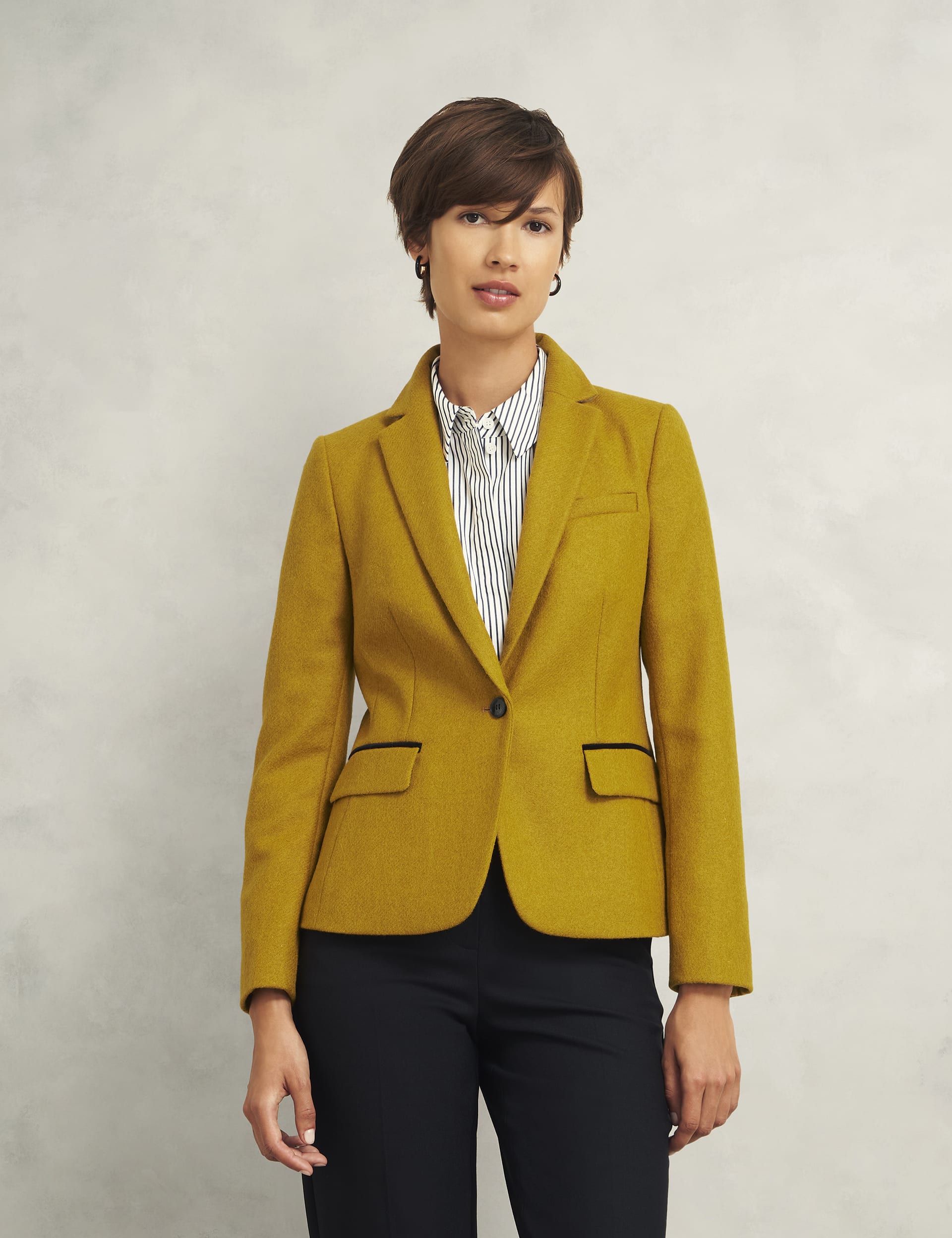 Hobbs Women's Pure Wool Single Breasted Blazer - 10 - Yellow, Yellow