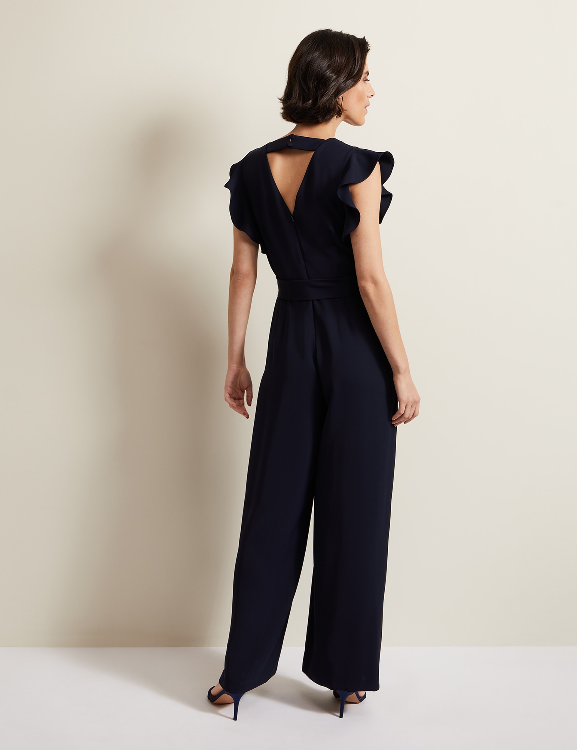 Phase Eight Women's Belted Sleeveless Wide Leg Jumpsuit - 8 - Navy, Navy