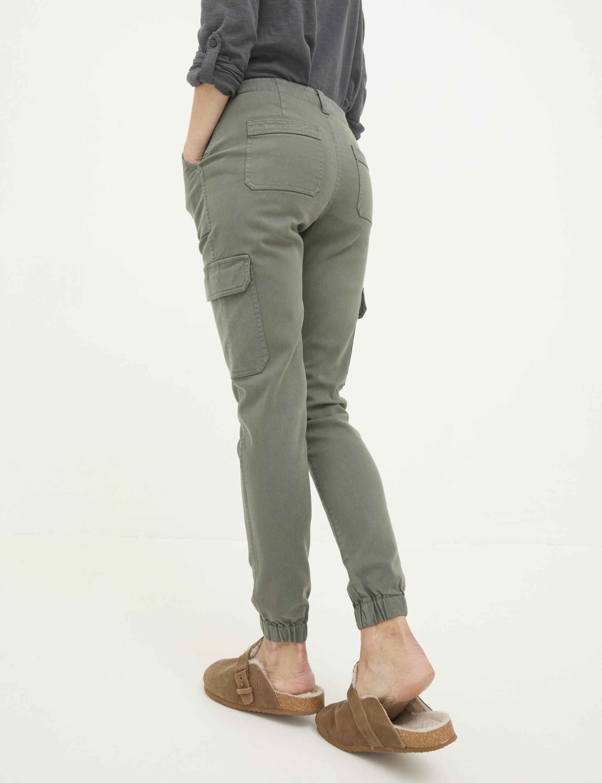 Fatface Women's Cotton Rich Cargo Tapered Trousers - 22REG - Khaki, Black,Khaki