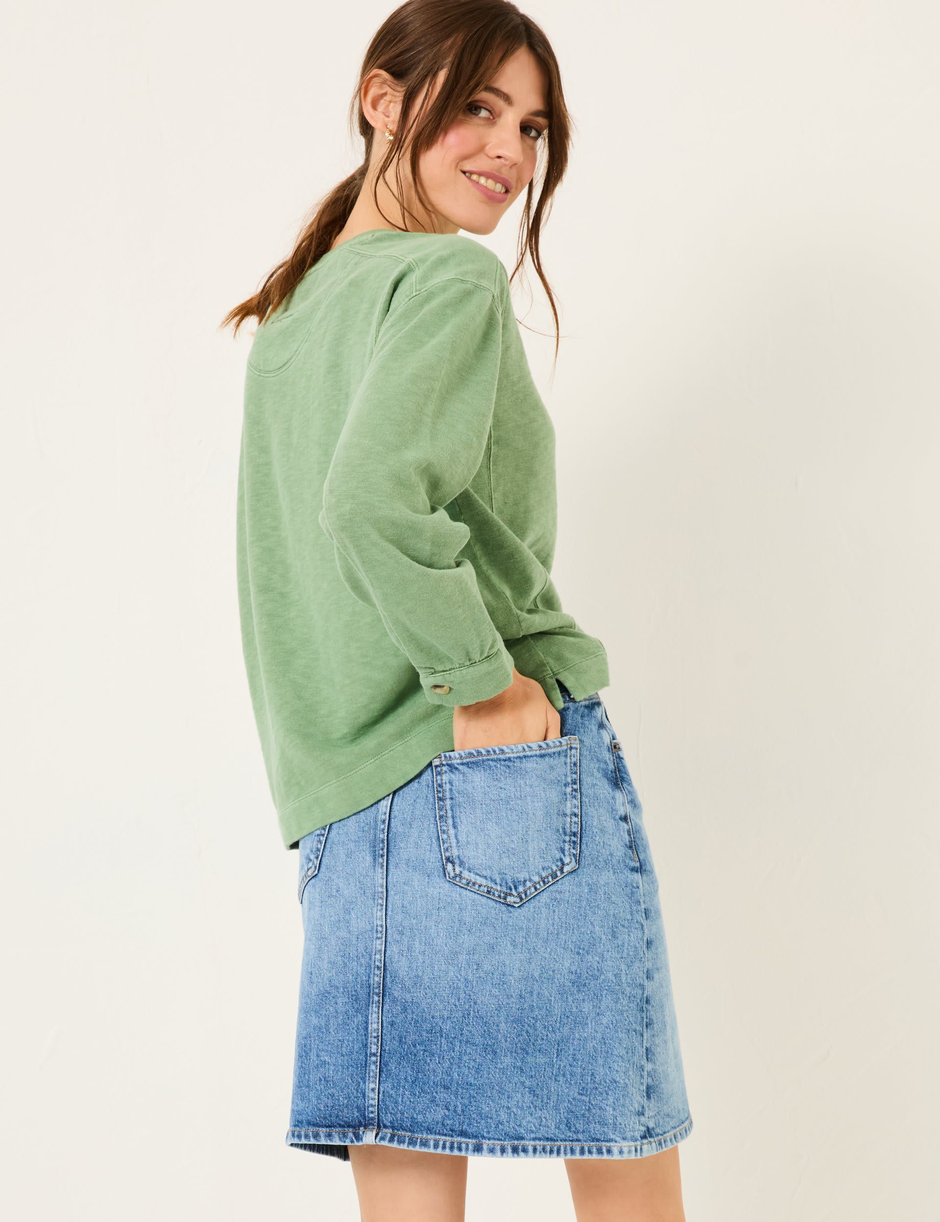 Fatface Women's Denim Mini A-Line Skirt - 14REG - Blue Denim, Blue Denim