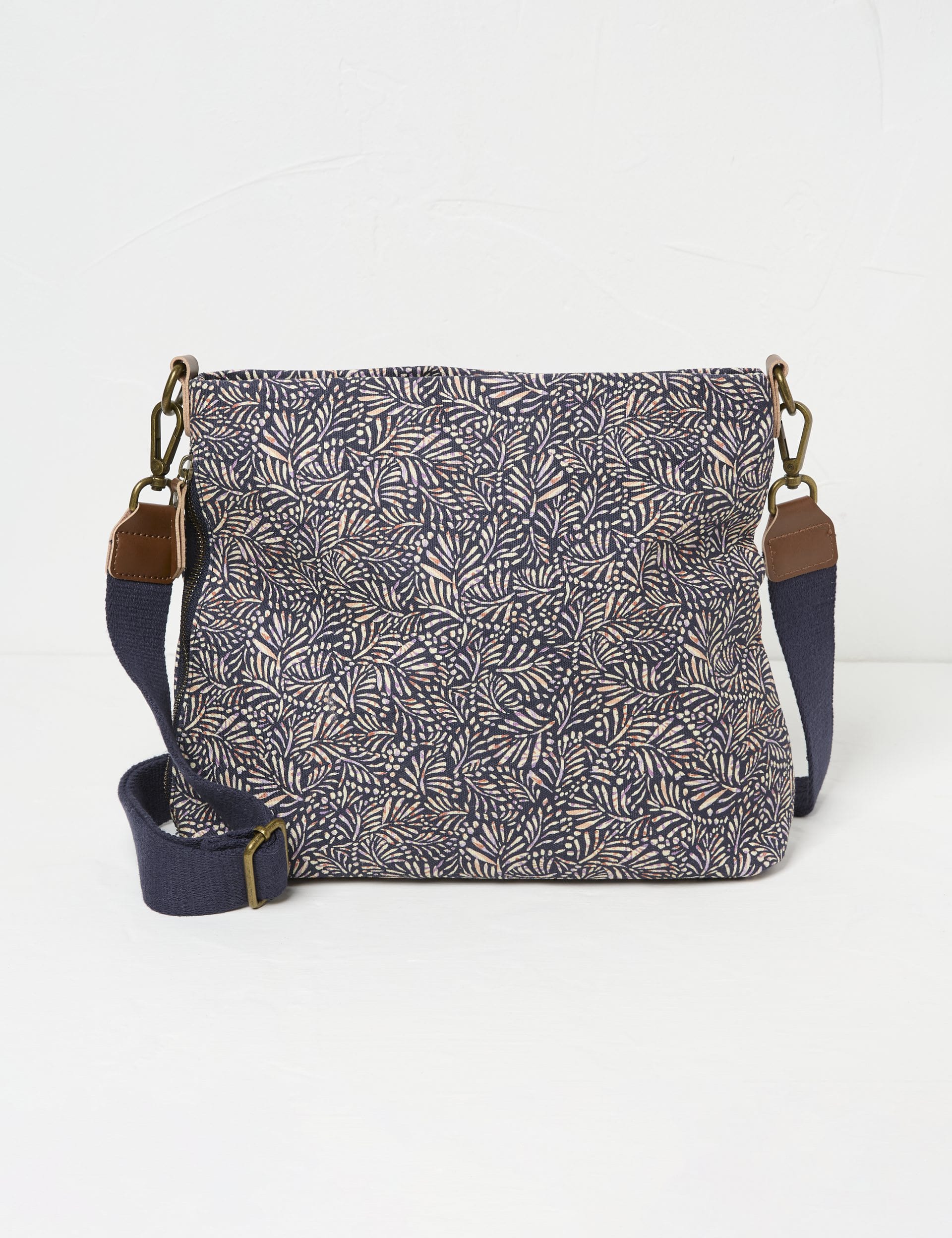 Fatface Women's Pure Cotton Canvas Printed Shoulder Bag - Navy, Navy