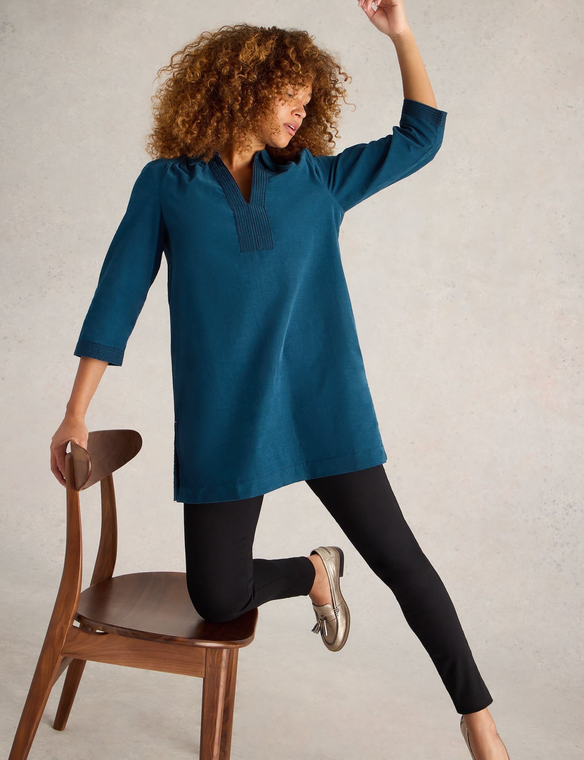 White Stuff Women's Pure Cotton Regular Fit Tunic - 8REG - Teal, Teal