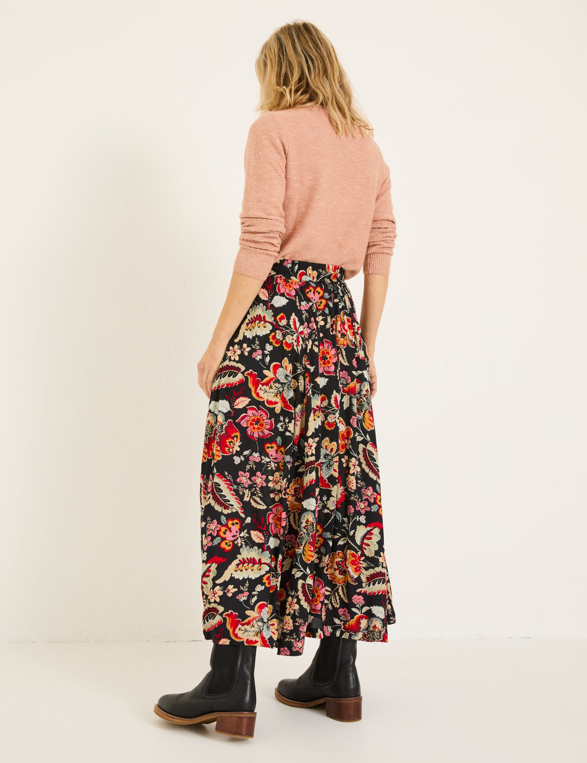 Fatface Women's Floral Midi Skirt - 12REG - Black Mix, Black Mix