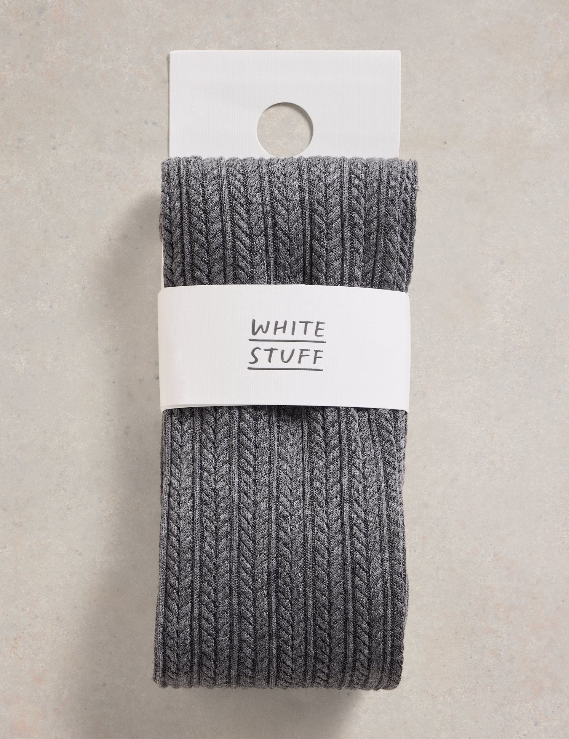 White Stuff Women's Cable Knit Tights - M - Grey, Grey