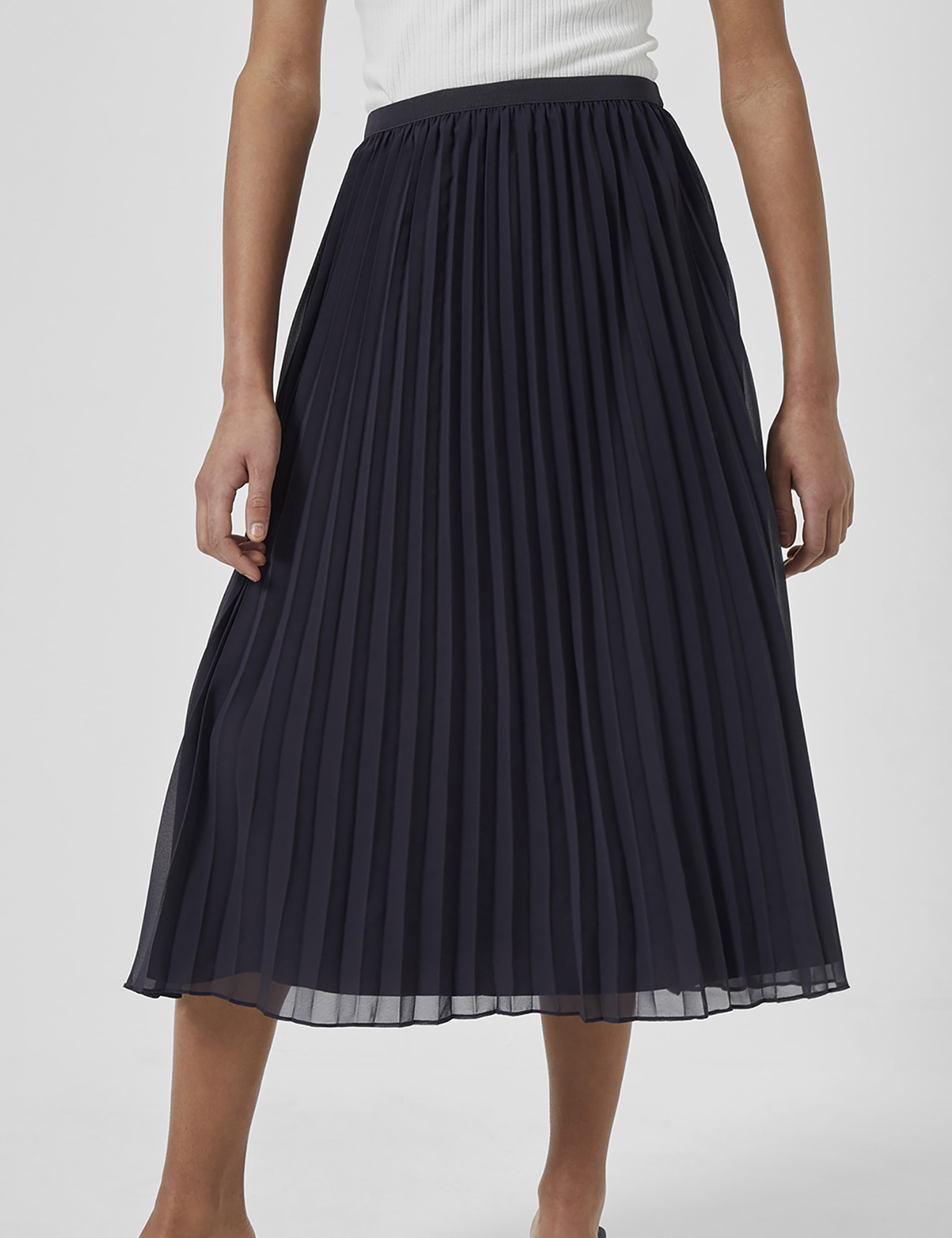 French Connection Women's Pleated Midi Skirt - XS - Navy, Navy