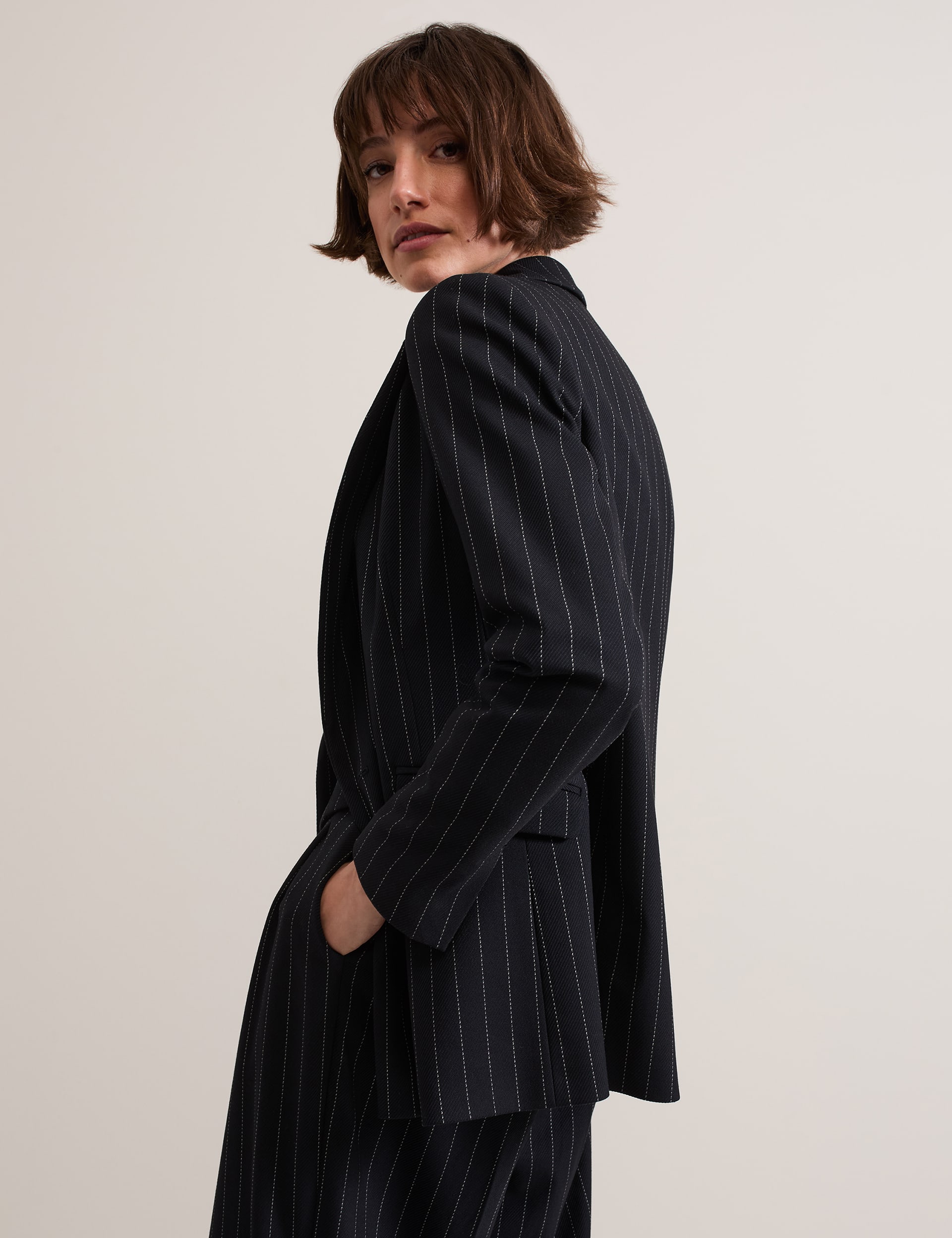 Phase Eight Women's Pinstripe Double Breasted Blazer - 14 - Navy, Navy