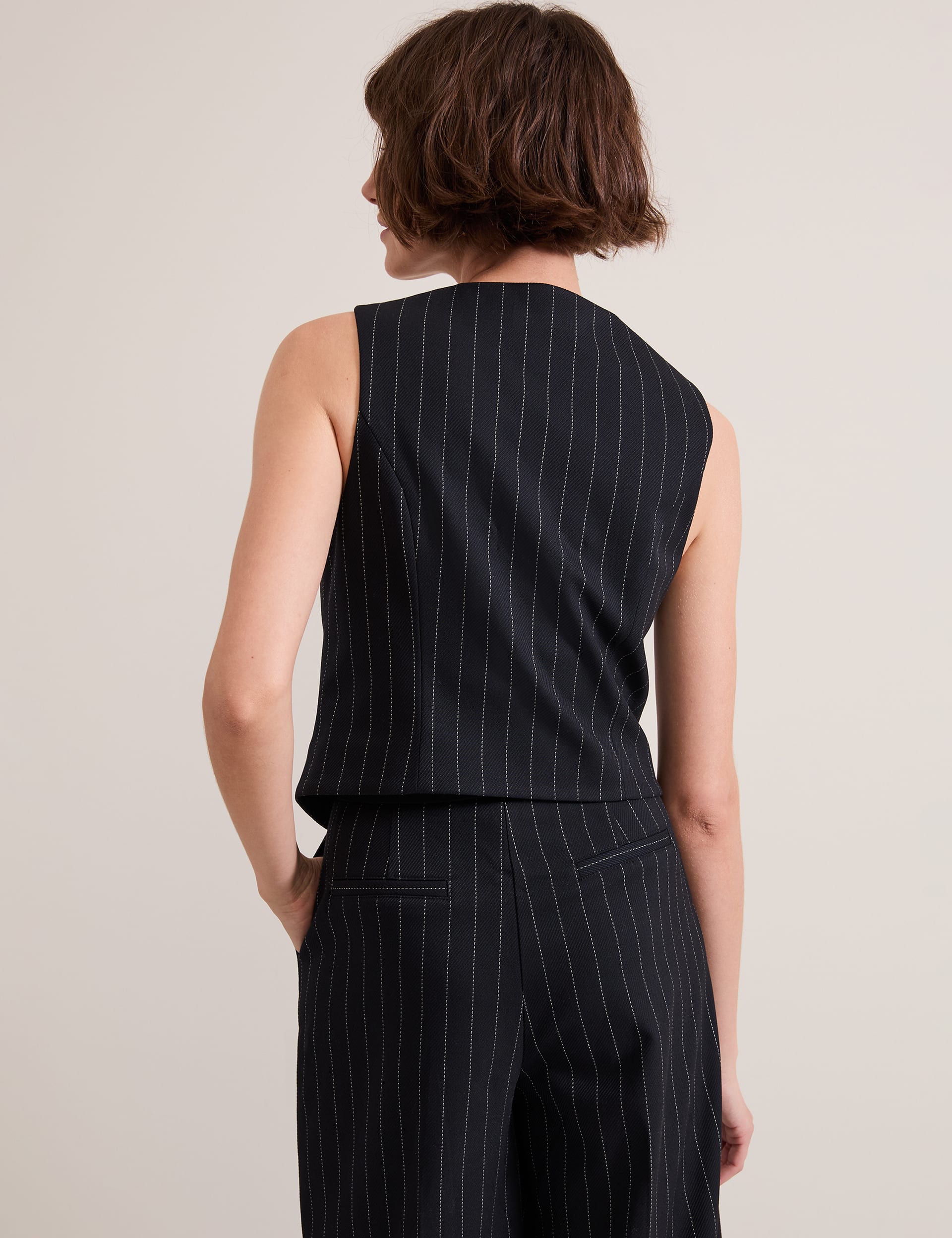 Phase Eight Women's Pinstripe Single Breasted Waistcoat - 16 - Navy, Navy