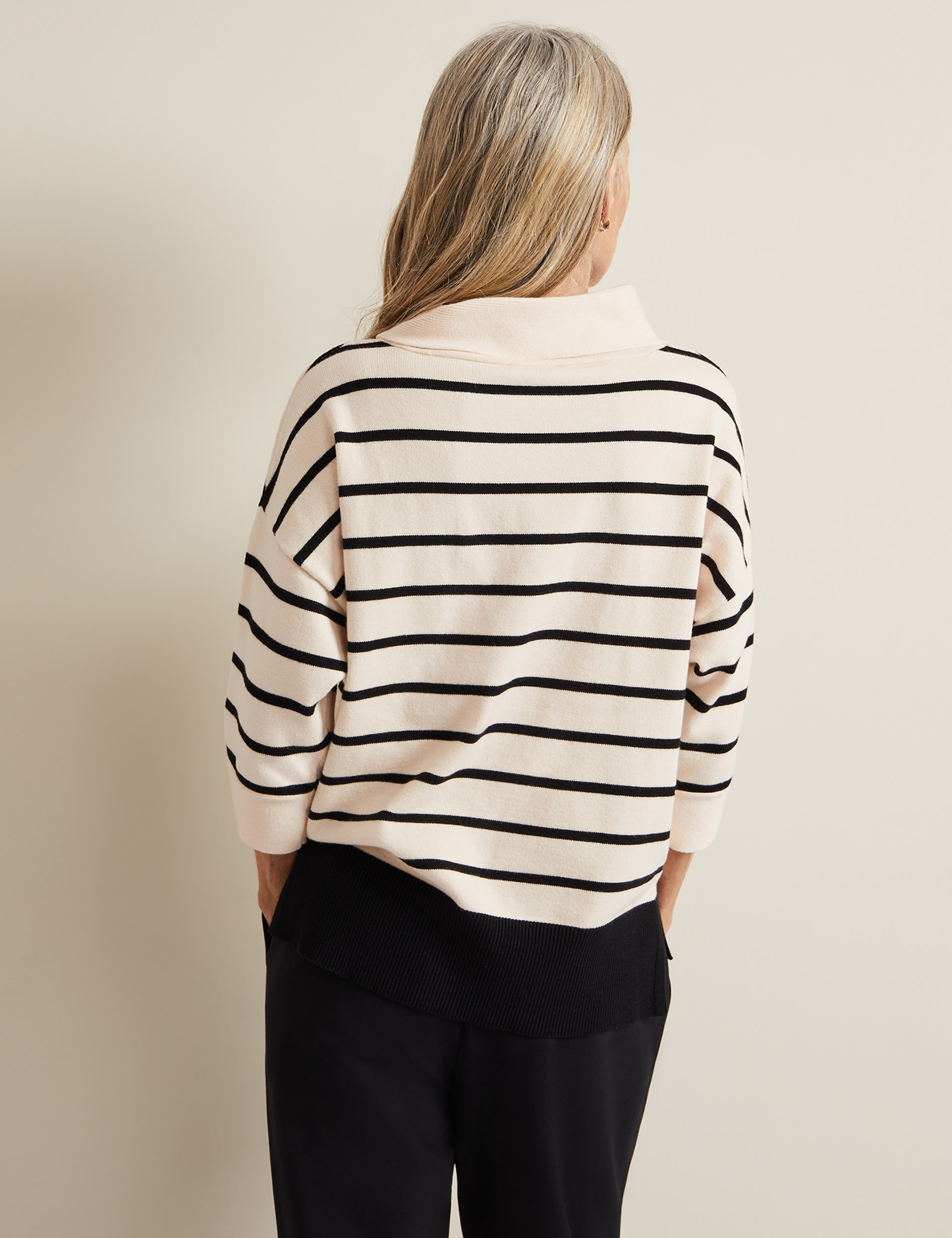 Phase Eight Women's Striped Funnel Neck Jumper - Ivory Mix, Ivory Mix