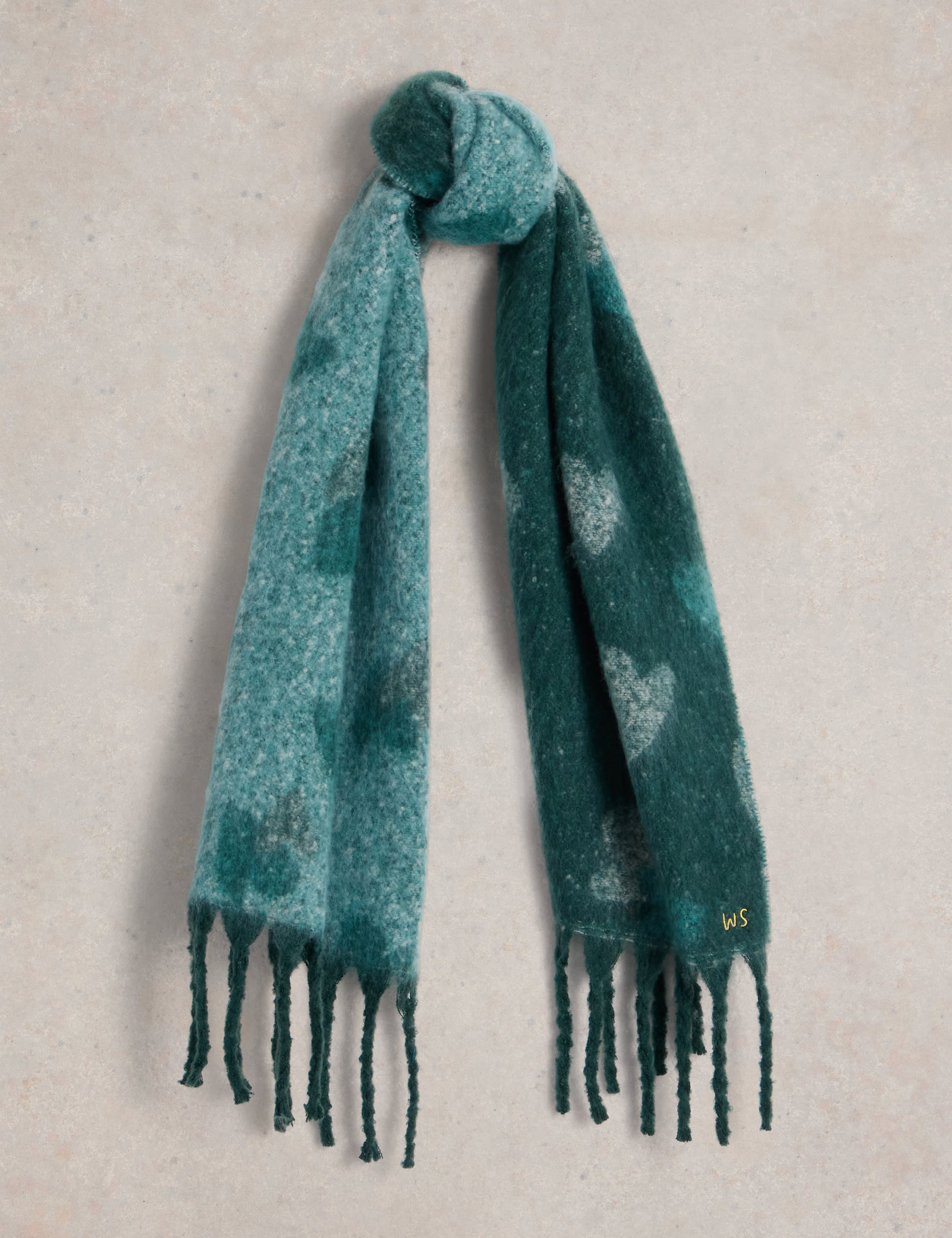 White Stuff Women's Brushed Heart Scarf - Teal Mix, Teal Mix