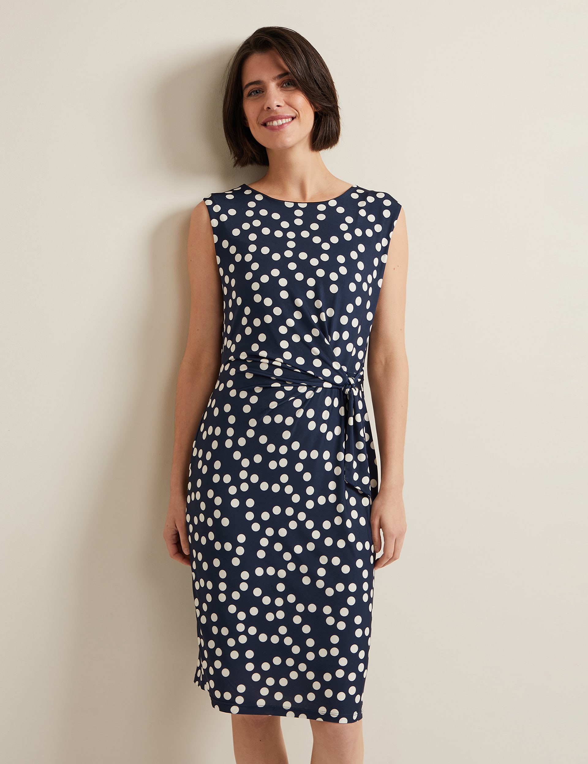 Phase Eight Women's Jersey Polka Dot Midi Shift Dress - 16 - Navy Mix, Navy Mix